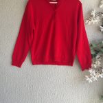 St. Clair Red Wool & Acrylic Polo Collar Knit Sweater Large UK L Stylish Cozy