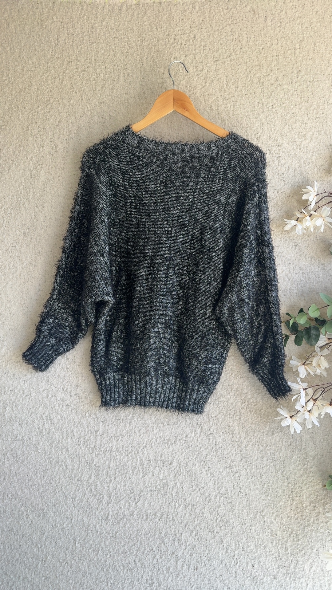 Select Black & Grey Knit Jumper UK 14 Textured Pocket Casual Style image 4