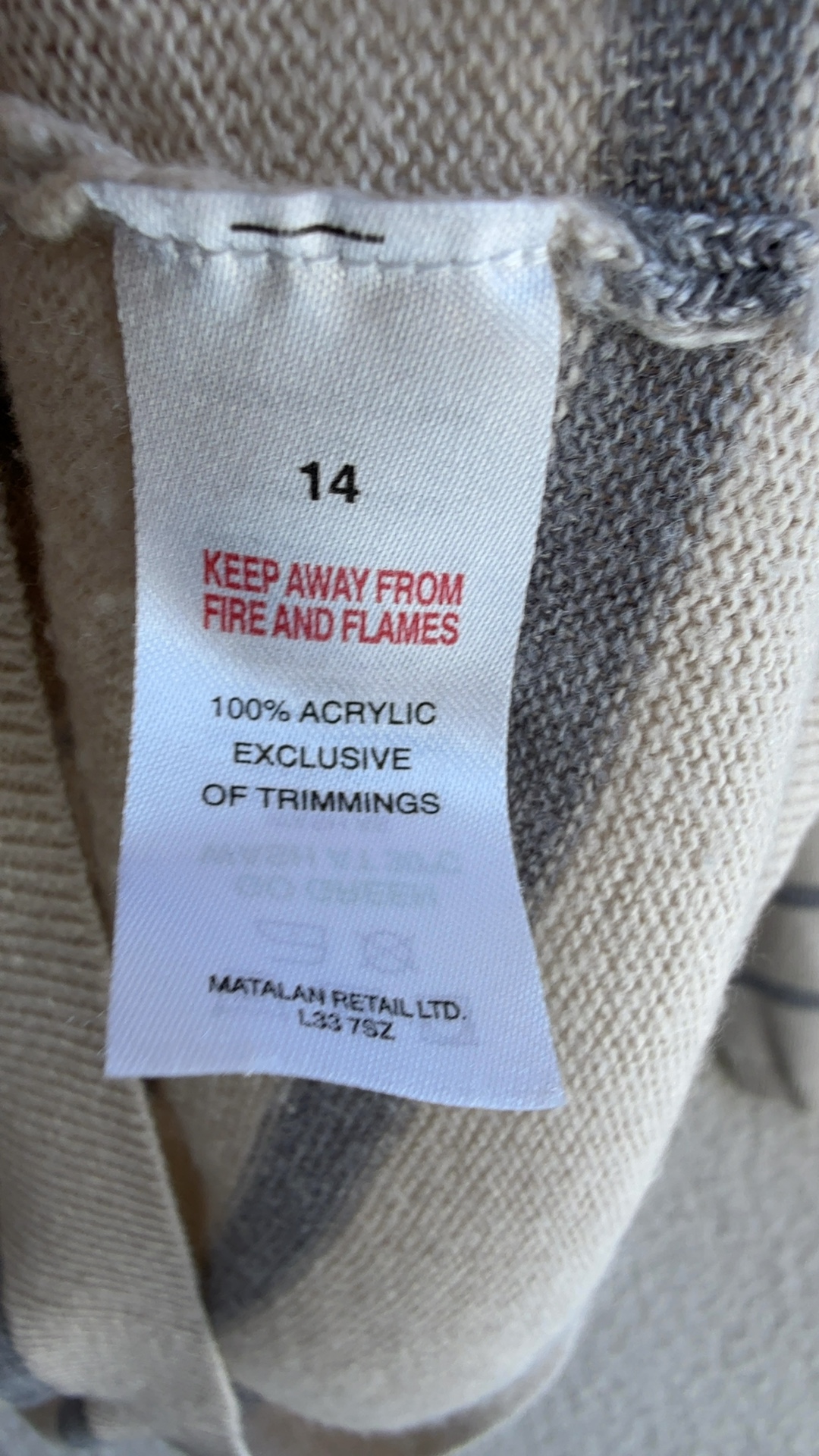 Matalan Beige & Grey Striped Acrylic Knit Jumper UK 14 Classic Casual Sweatshirt image 4