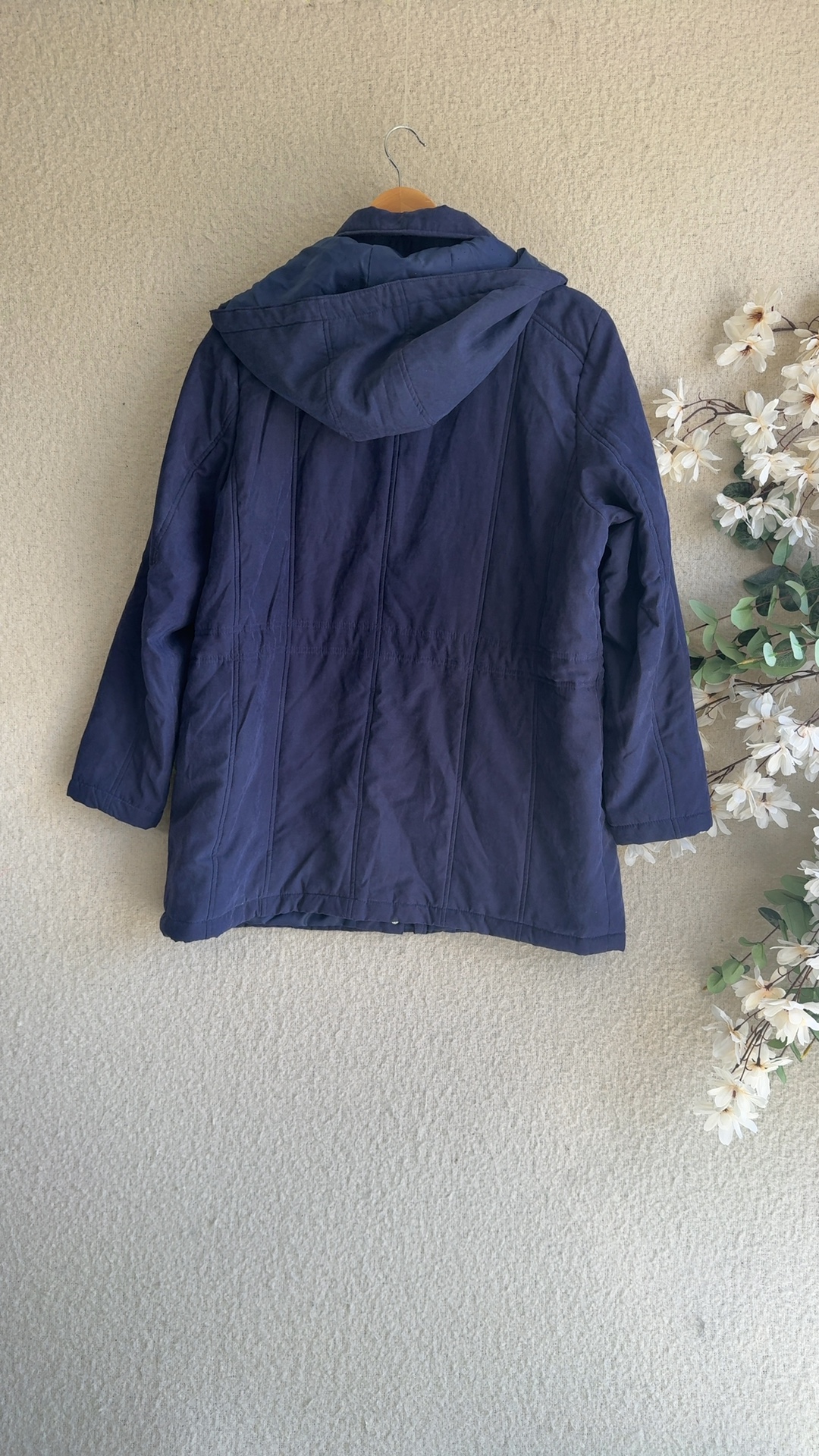 Bonmarché Navy Blue Quilted Hooded Coat UK 18 Polyester Warm Outerwear image 4