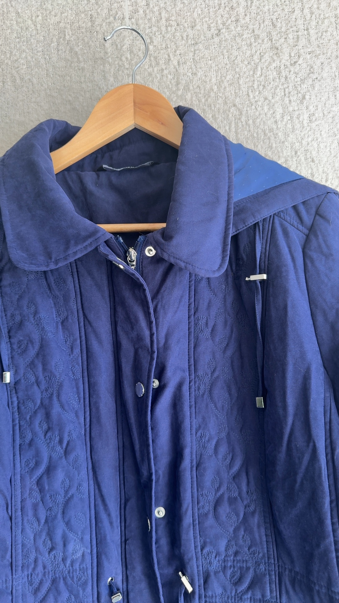 Bonmarché Navy Blue Quilted Hooded Coat UK 18 Polyester Warm Outerwear image 3