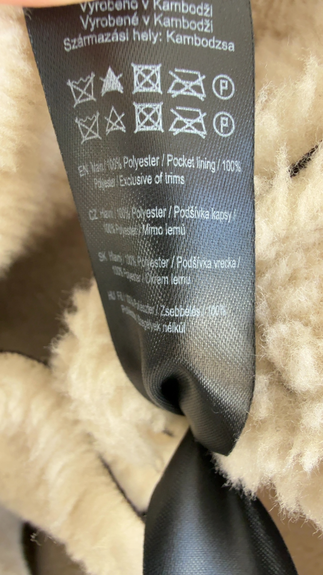 F&F Black Faux Shearling Jacket UK Small Beige Collar & Cuffs Winter Coat image 6