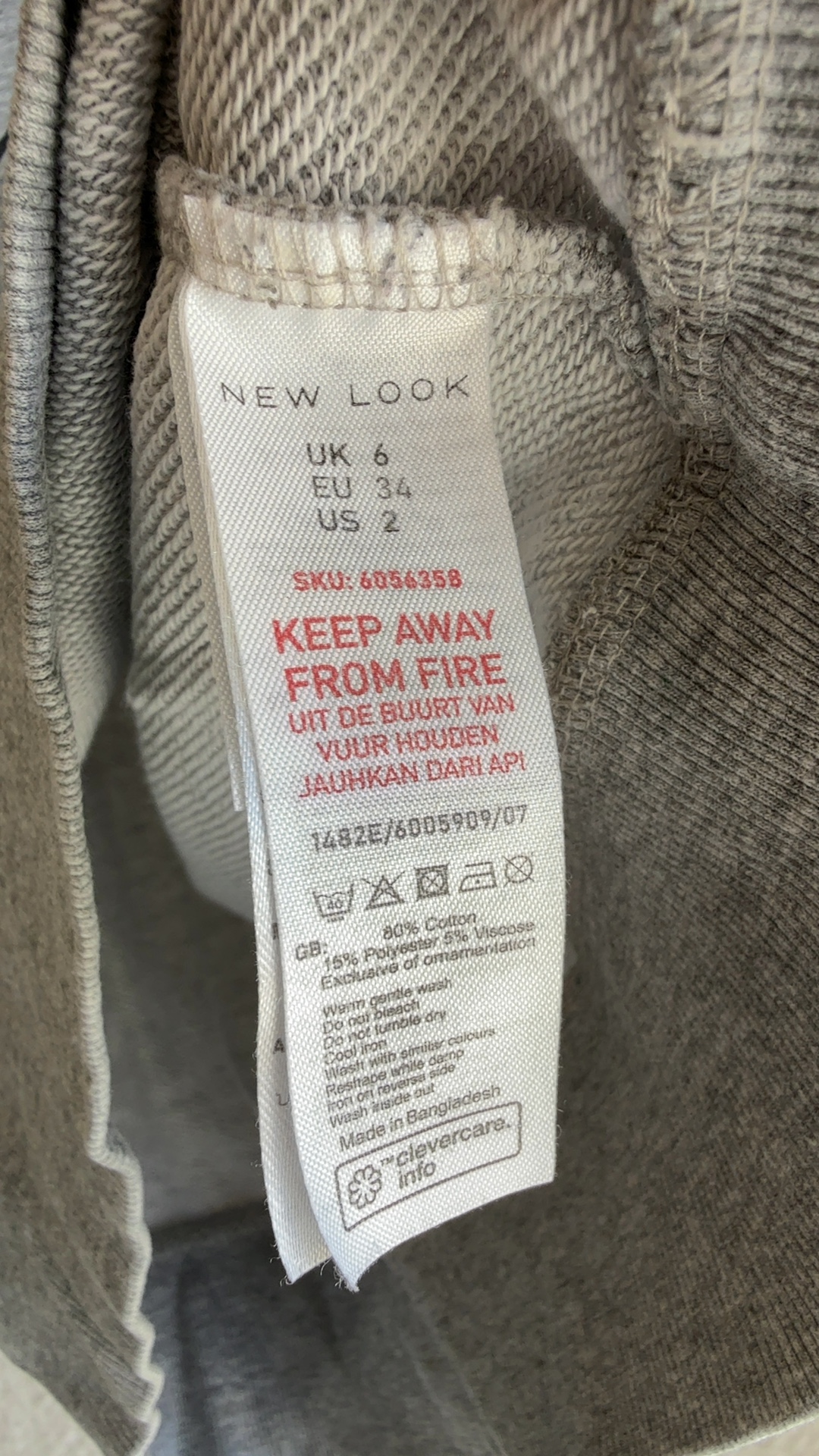 New Look Grey Crew Neck Sweatshirt UK 6 Casual Soft Cotton Blend Top image 5