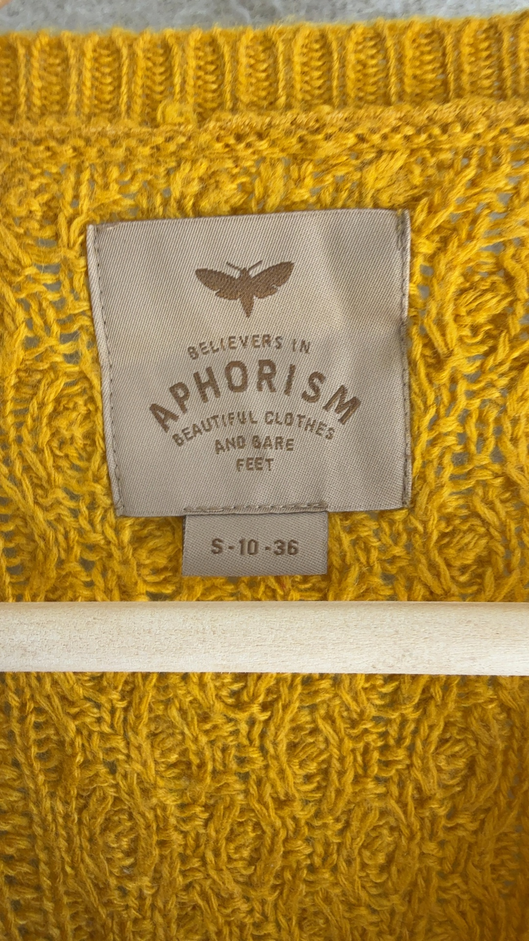 Aphorism Mustard Yellow Cable Knit Jumper Small UK 10 Extra Fine Merino Wool image 3