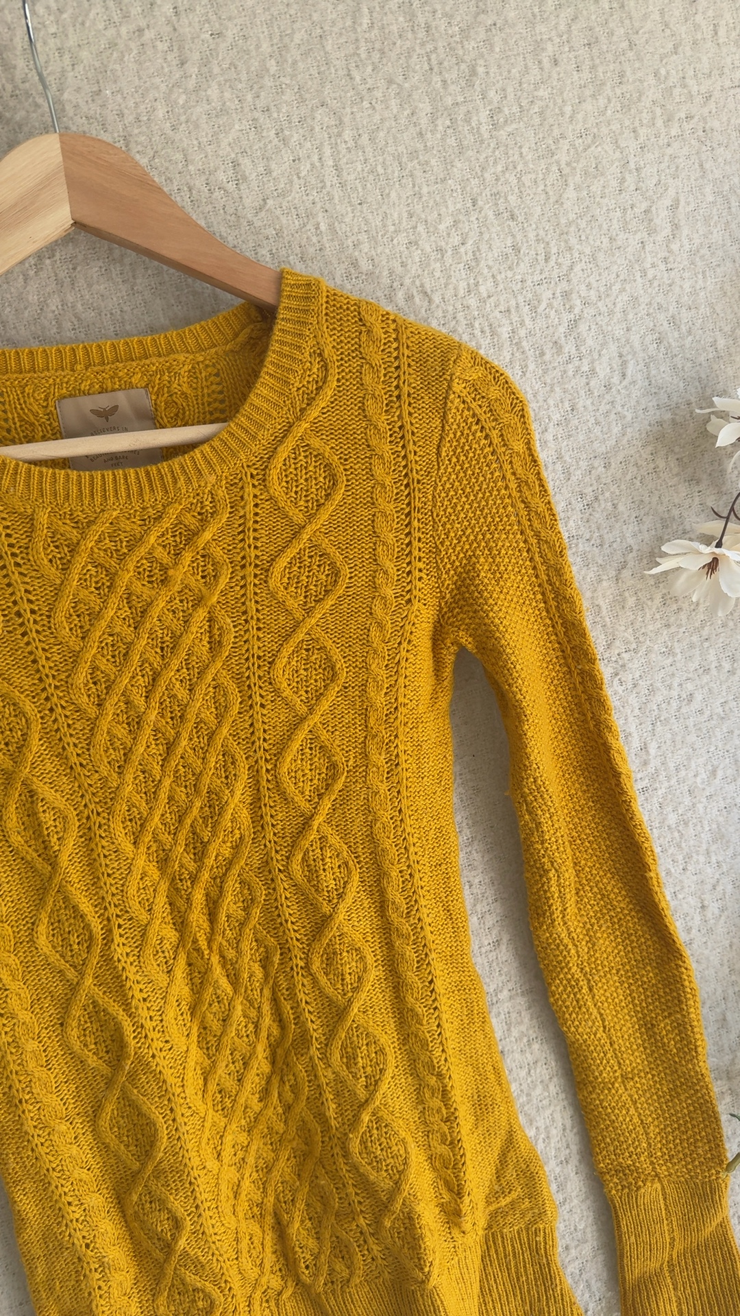 Aphorism Mustard Yellow Cable Knit Jumper Small UK 10 Extra Fine Merino Wool image 2