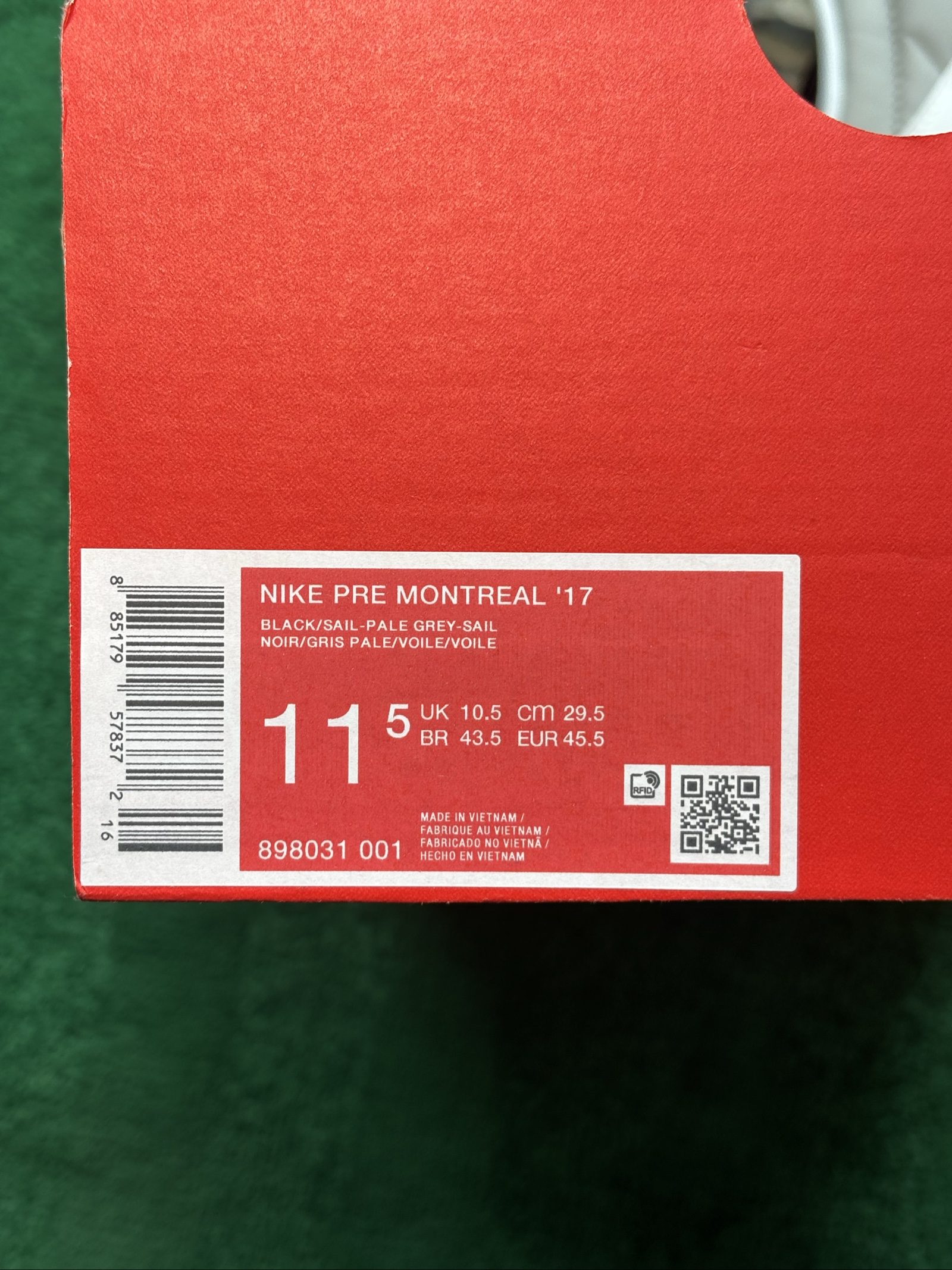 Nike Pre Montreal '17 | Black Pale Grey Sail 898031-001 | UK 10.5 | New image 6