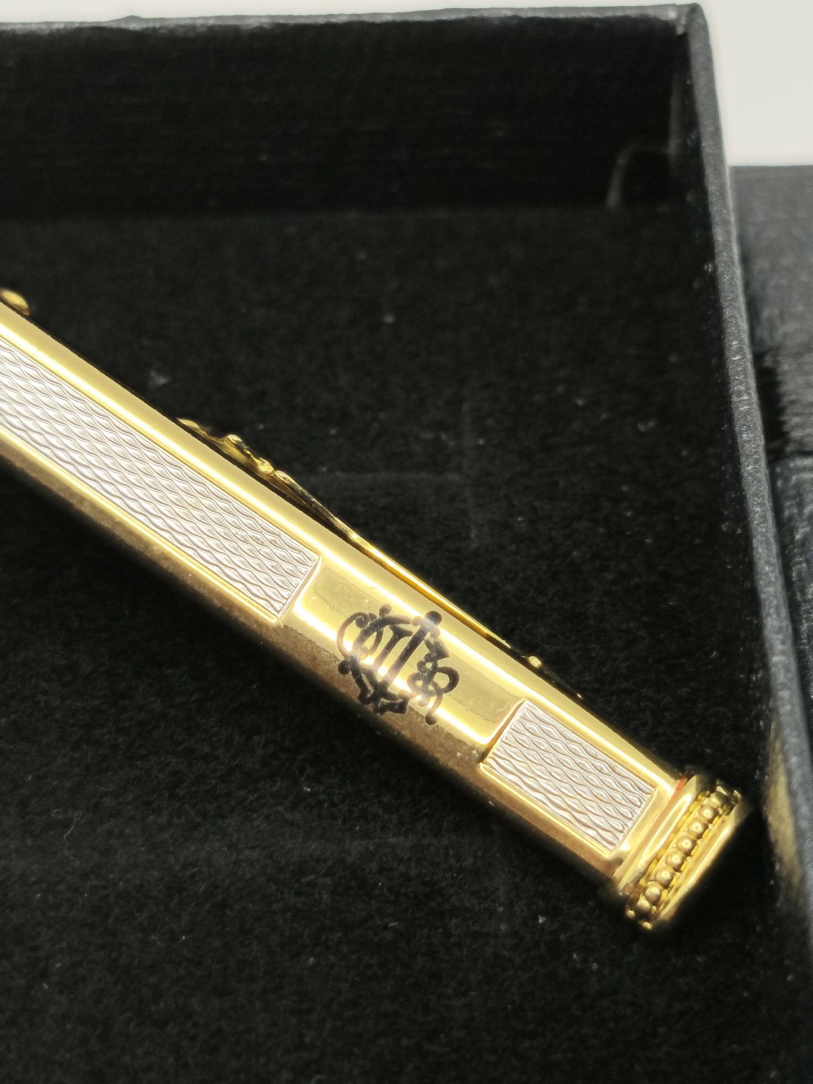 Christian Dior Gold & White Tie Clip with Box Other image 2