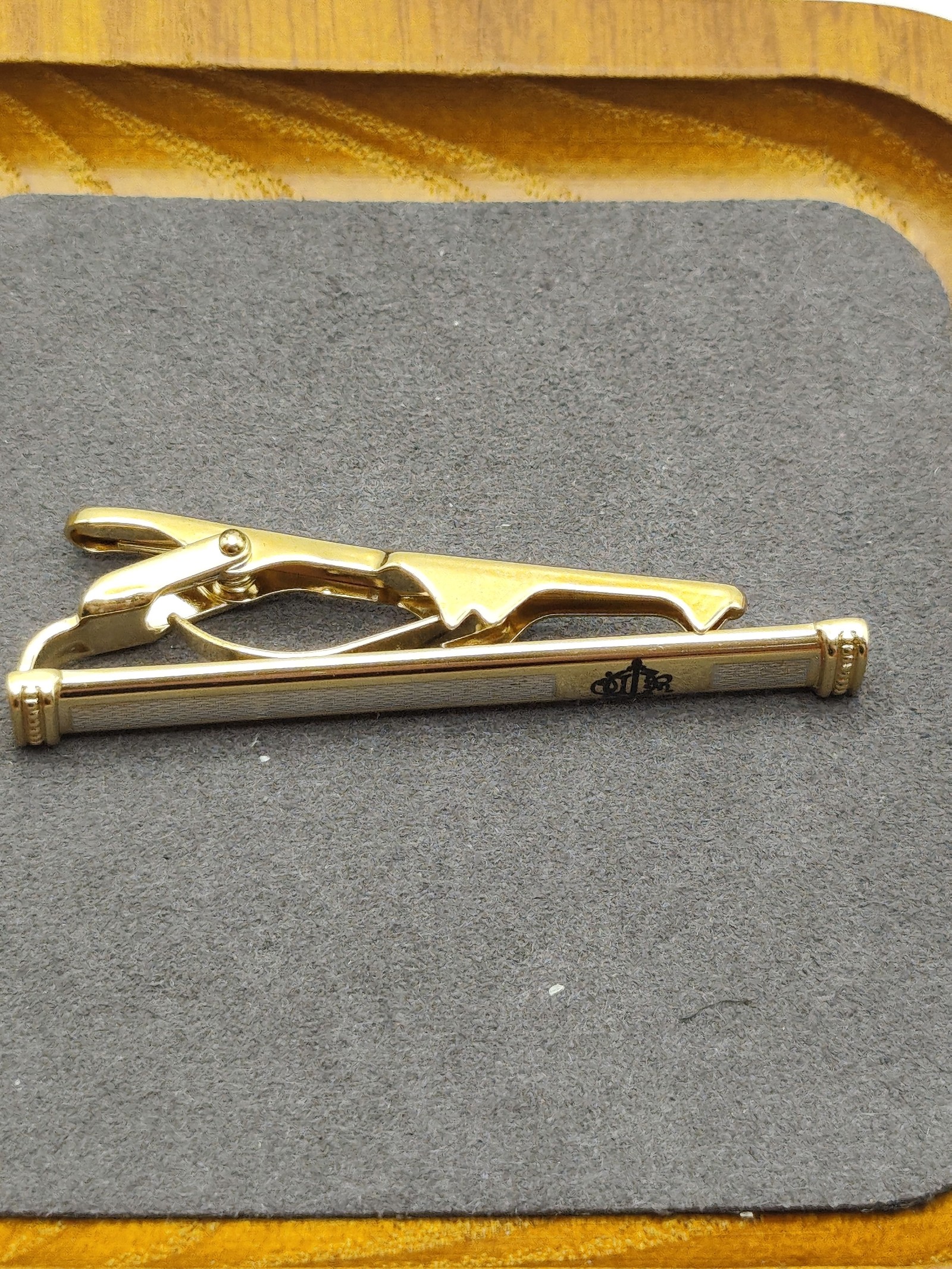 Christian Dior Gold & White Tie Clip with Box Other image 4