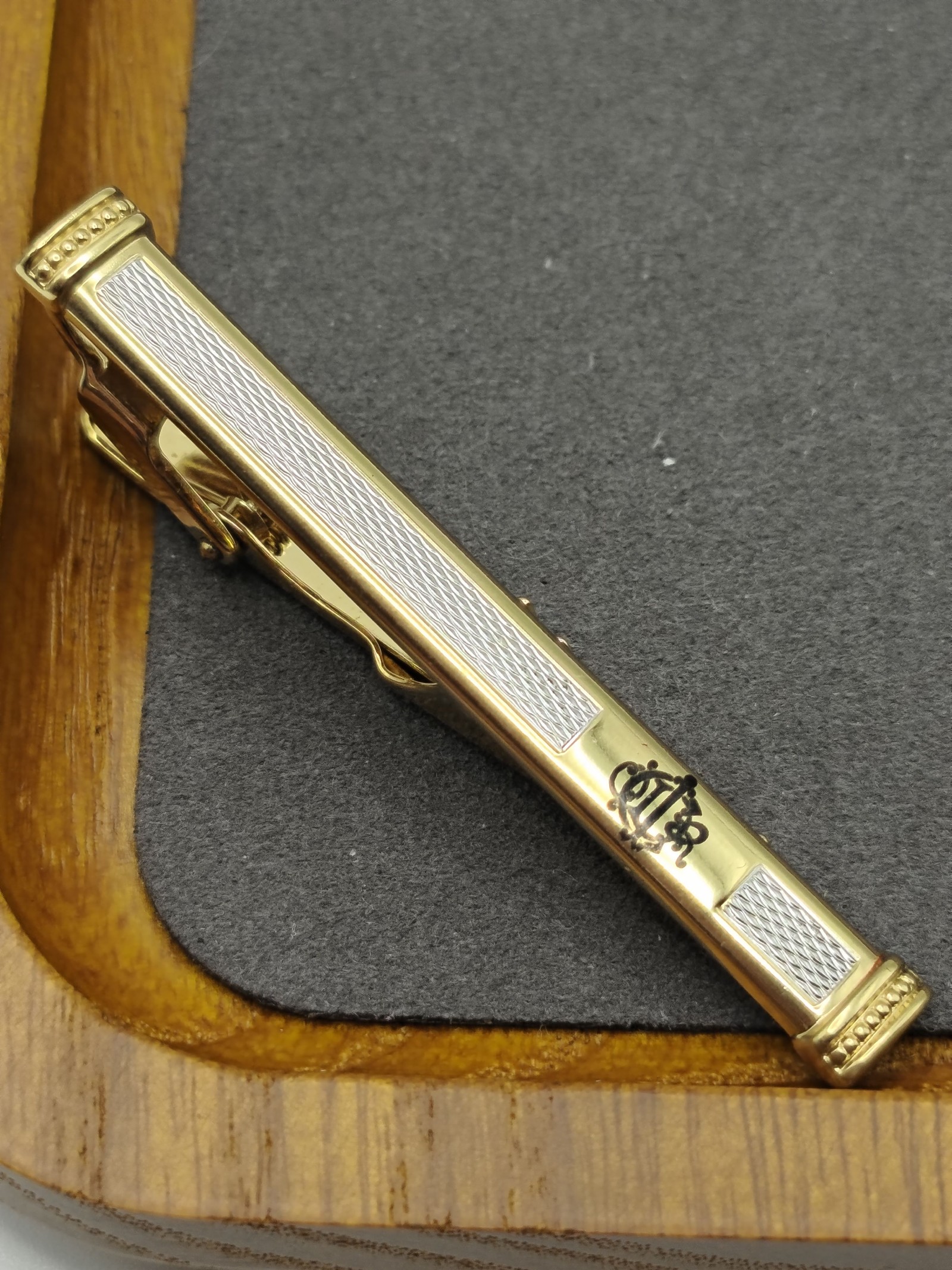 Christian Dior Gold & White Tie Clip with Box Other image 5