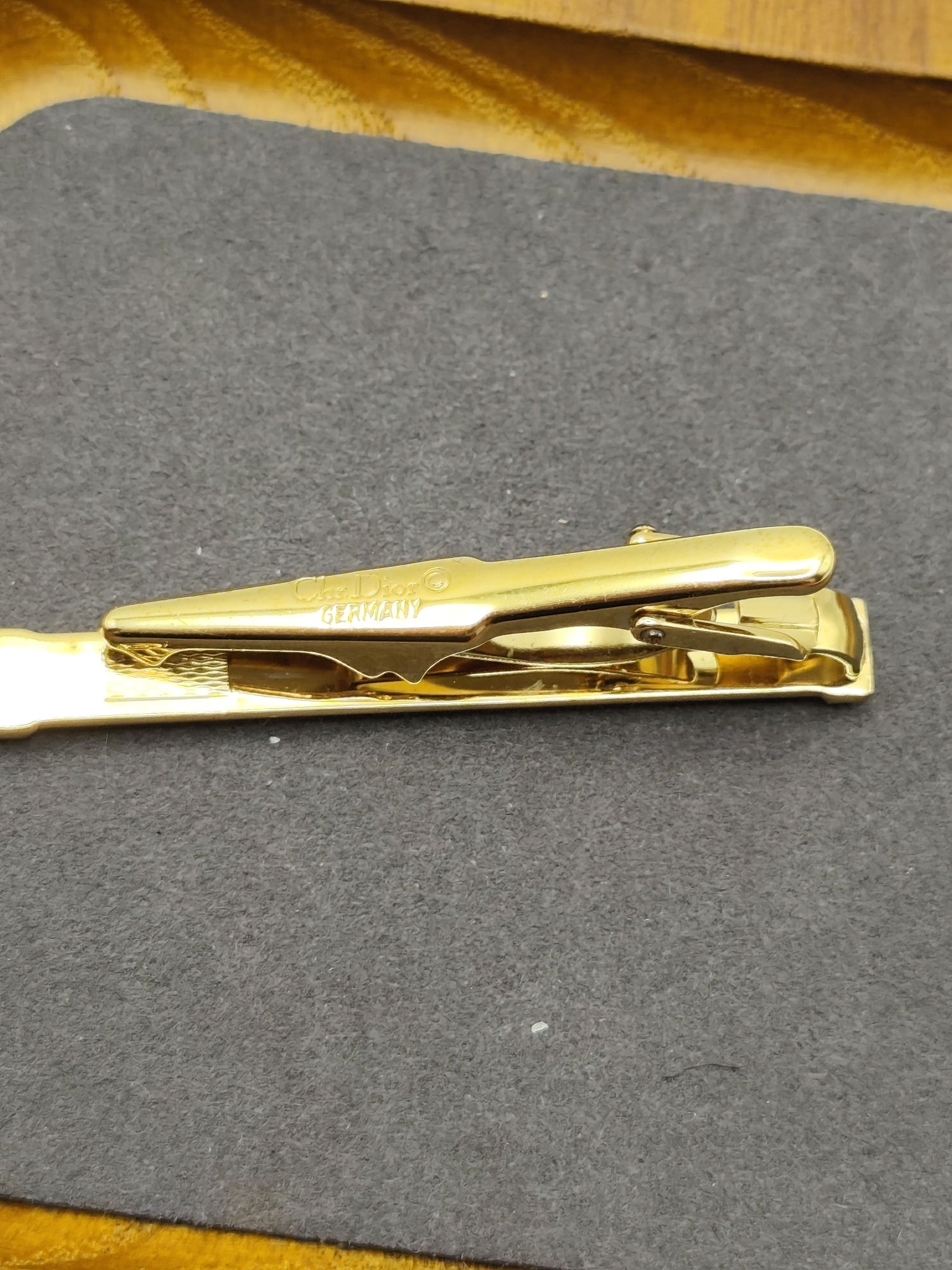 Christian Dior Gold & White Tie Clip with Box Other image 6