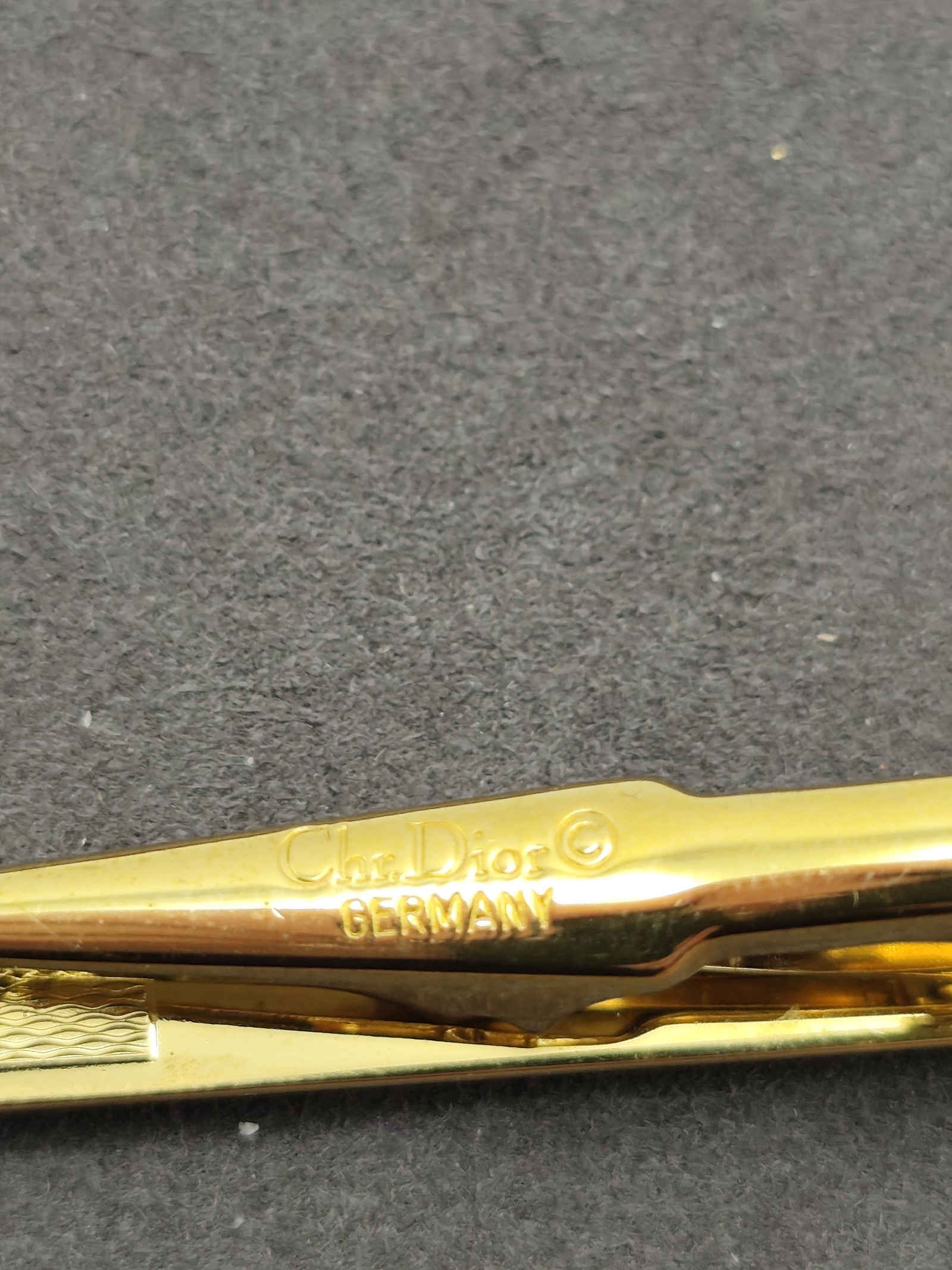 Christian Dior Gold & White Tie Clip with Box Other image 7