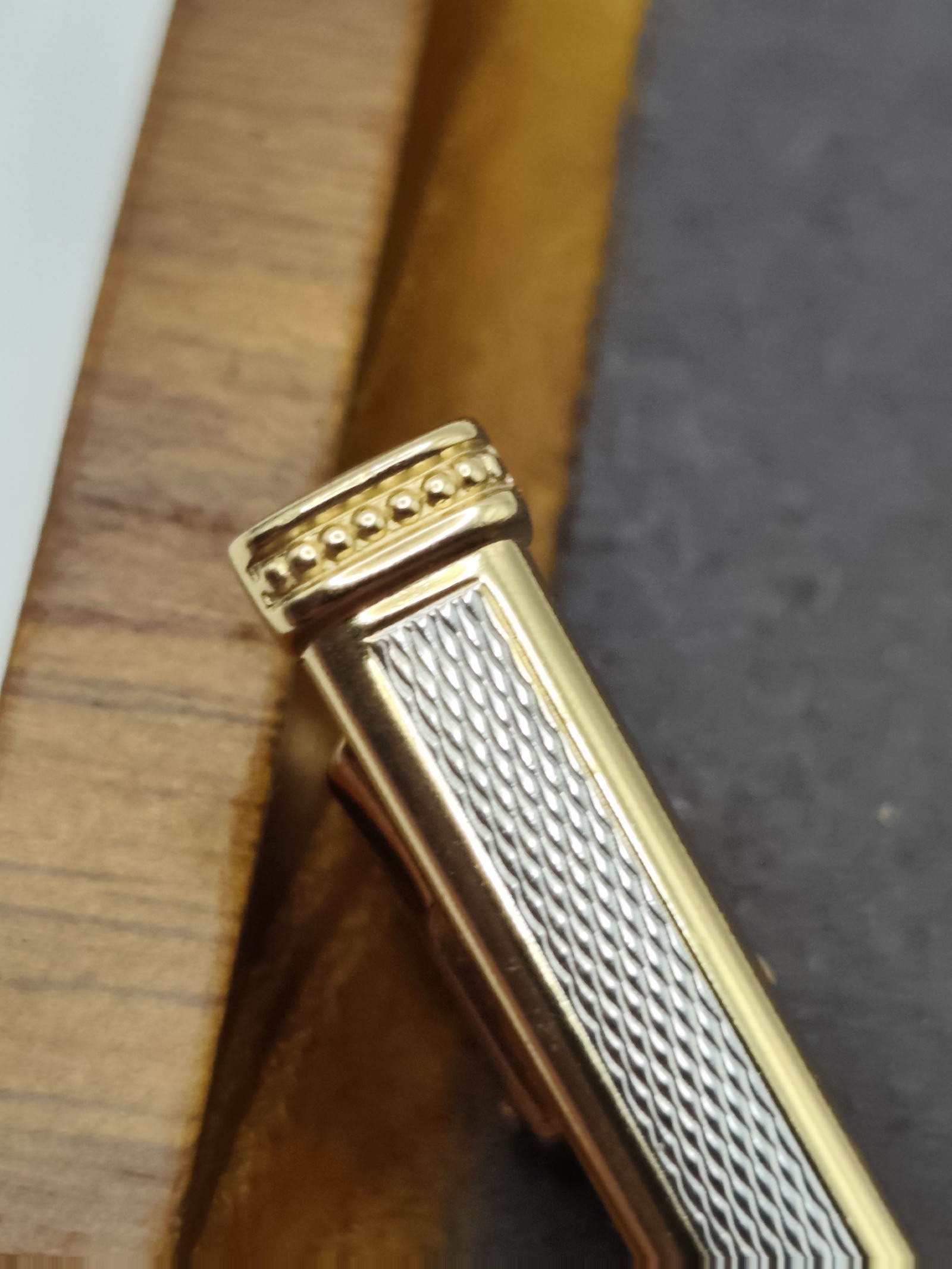 Christian Dior Gold & White Tie Clip with Box Other image 10