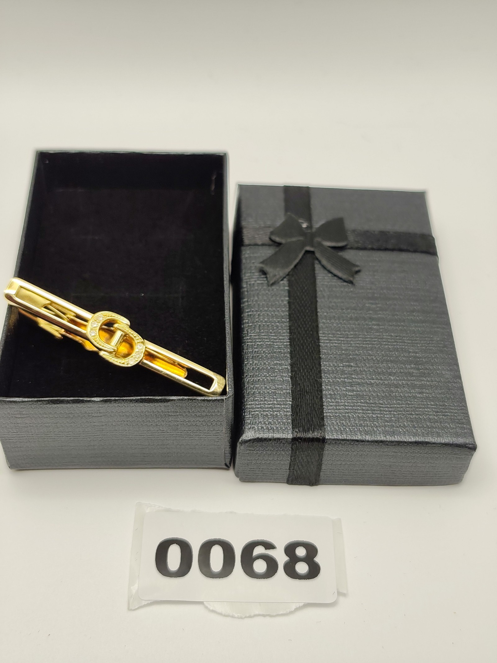 Christian Dior Gold Tone Crystal Link Tie Clip Men Other