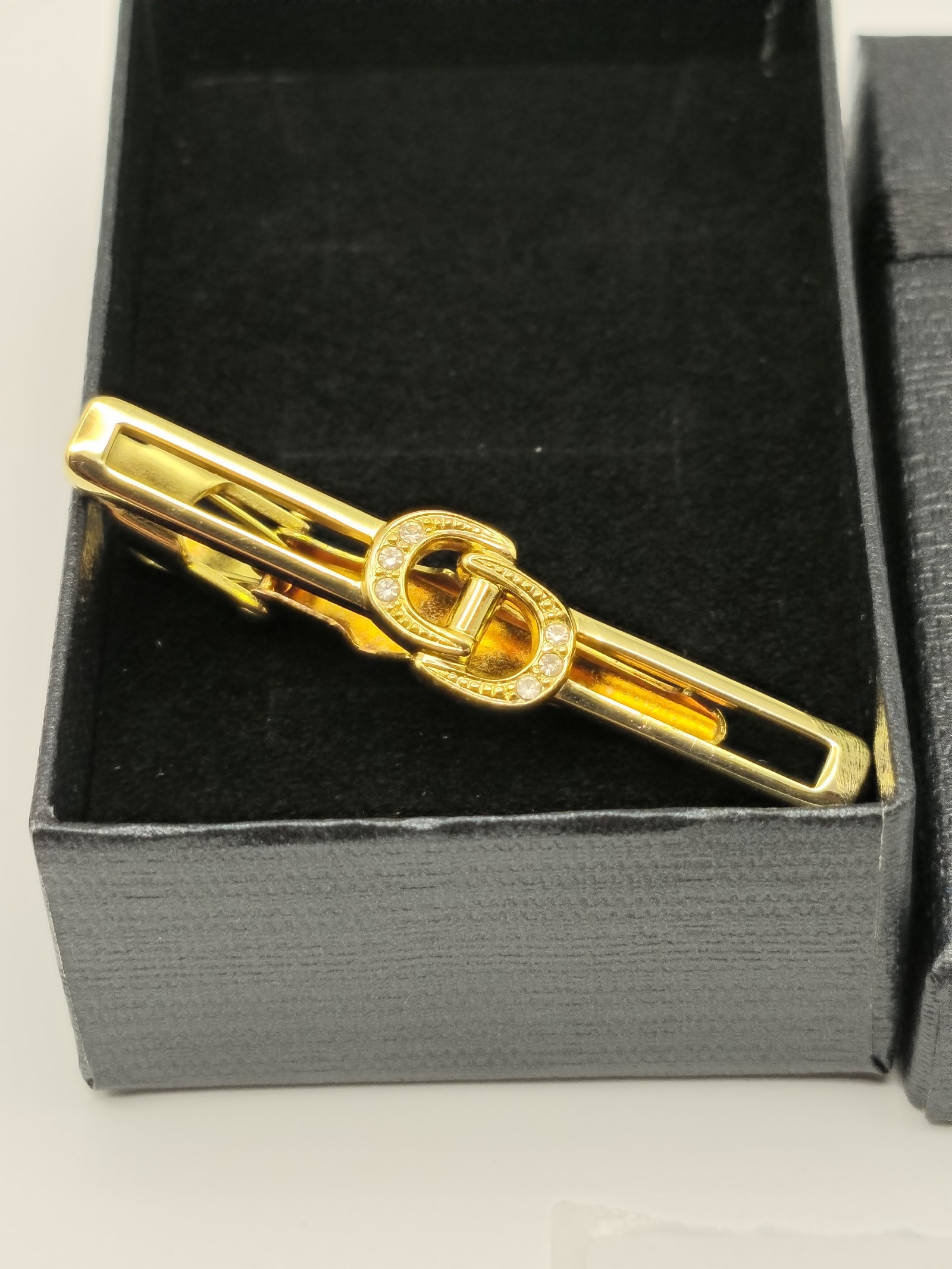 Christian Dior Gold Tone Crystal Link Tie Clip Men Other image 2