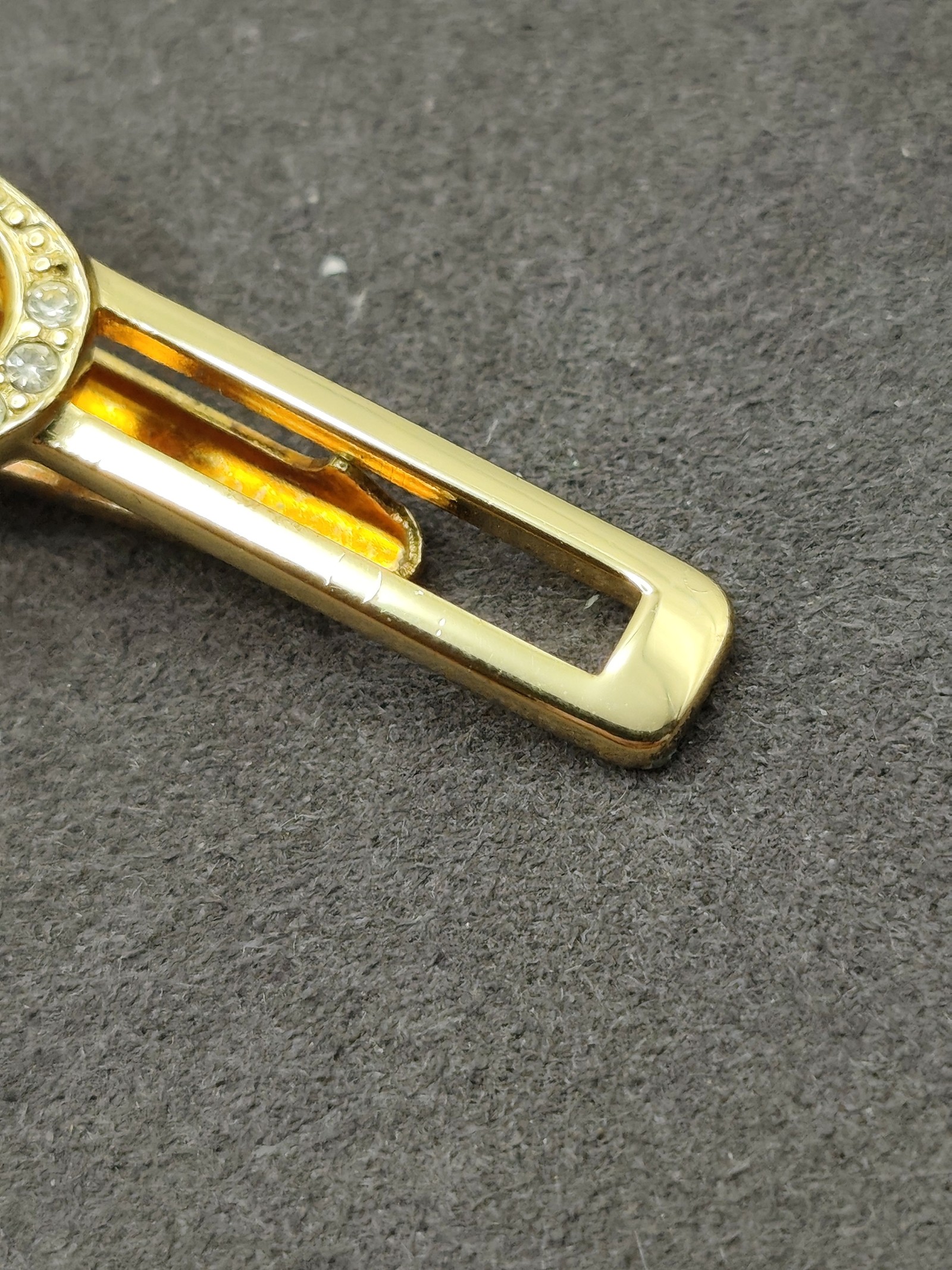 Christian Dior Gold Tone Crystal Link Tie Clip Men Other image 4