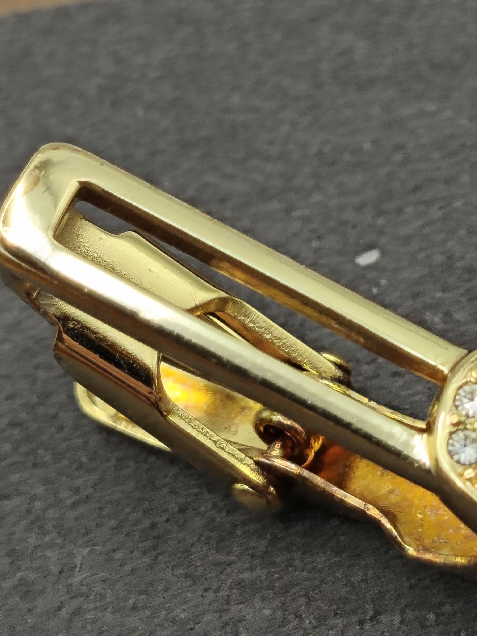 Christian Dior Gold Tone Crystal Link Tie Clip Men Other image 6