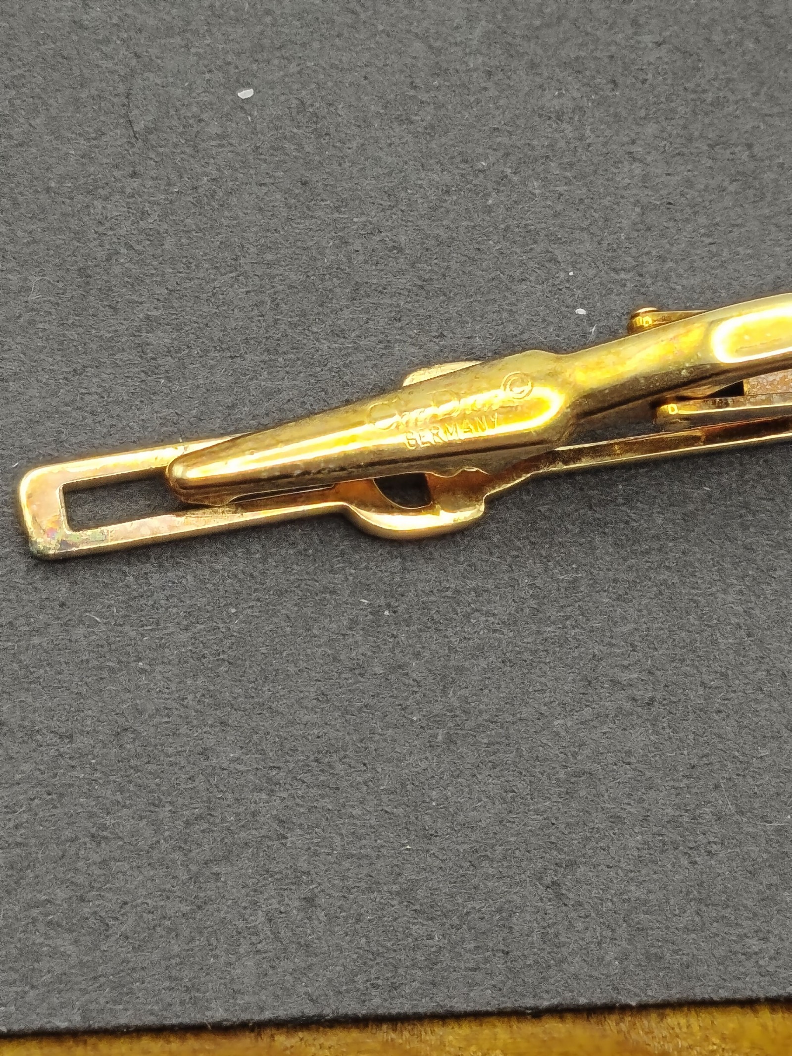 Christian Dior Gold Tone Crystal Link Tie Clip Men Other image 9