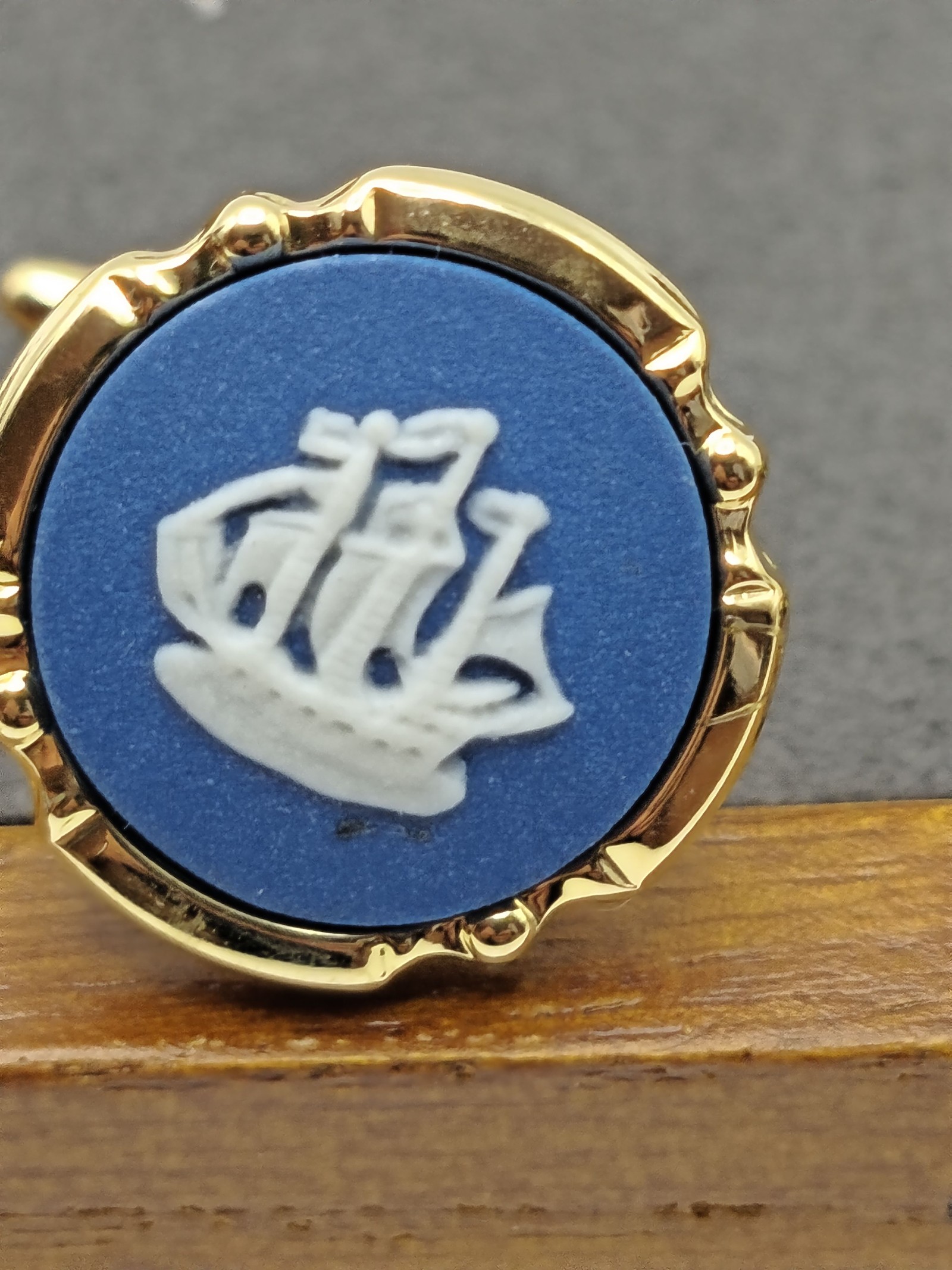 Wedgwood Blue & White Ship Cufflinks & Tie Clip Set Men Other image 5