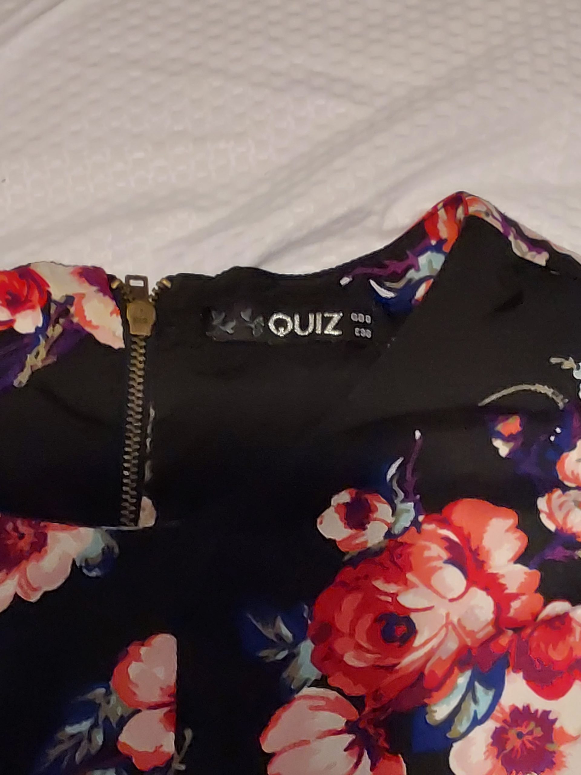 Quiz Black & Multi Floral Print Dress UK Size 8 Y2K Cocktail Party image 3
