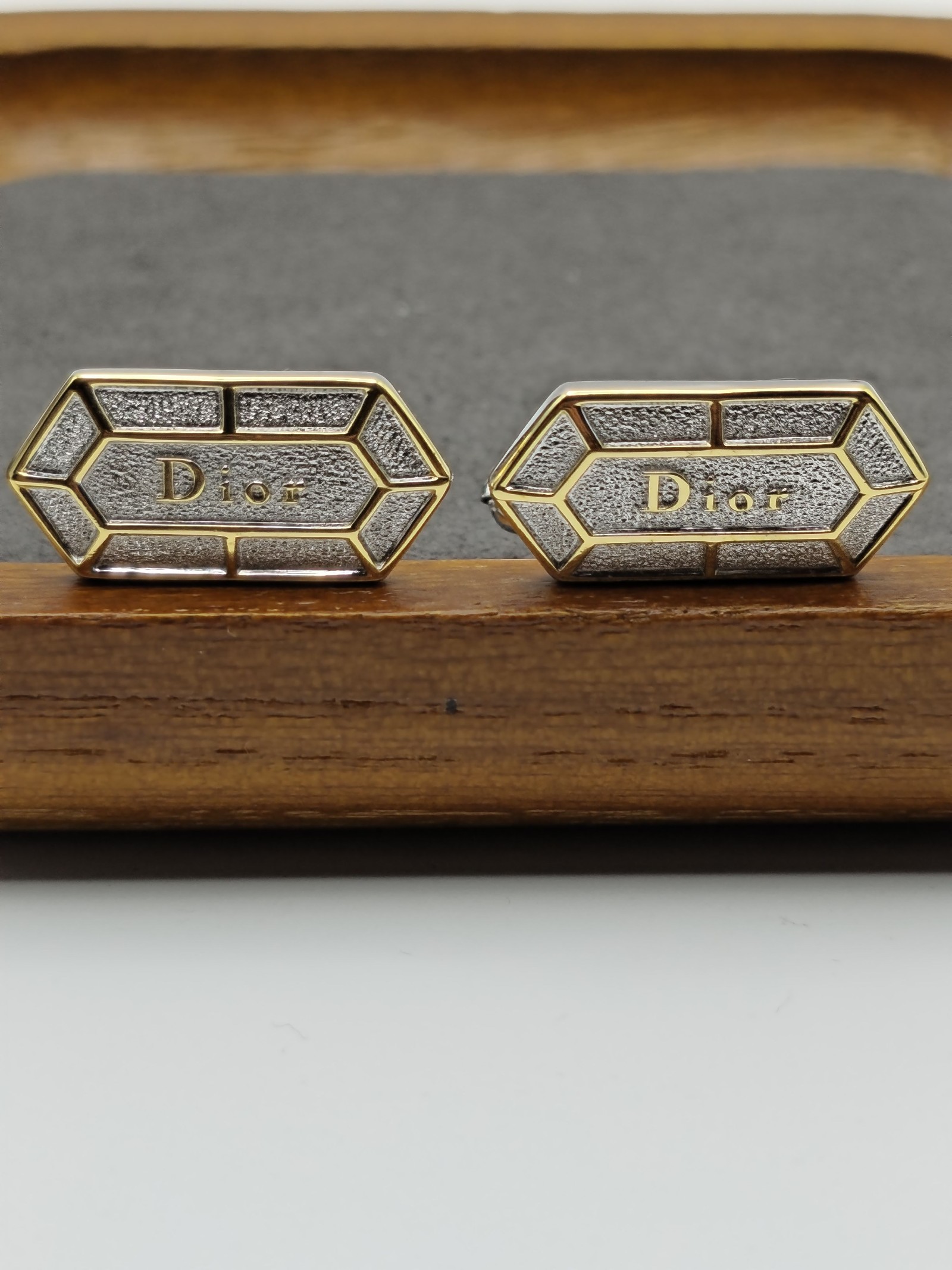 Christian Dior Gold & Silver Tone Cufflinks & Tie Clip Set image 4