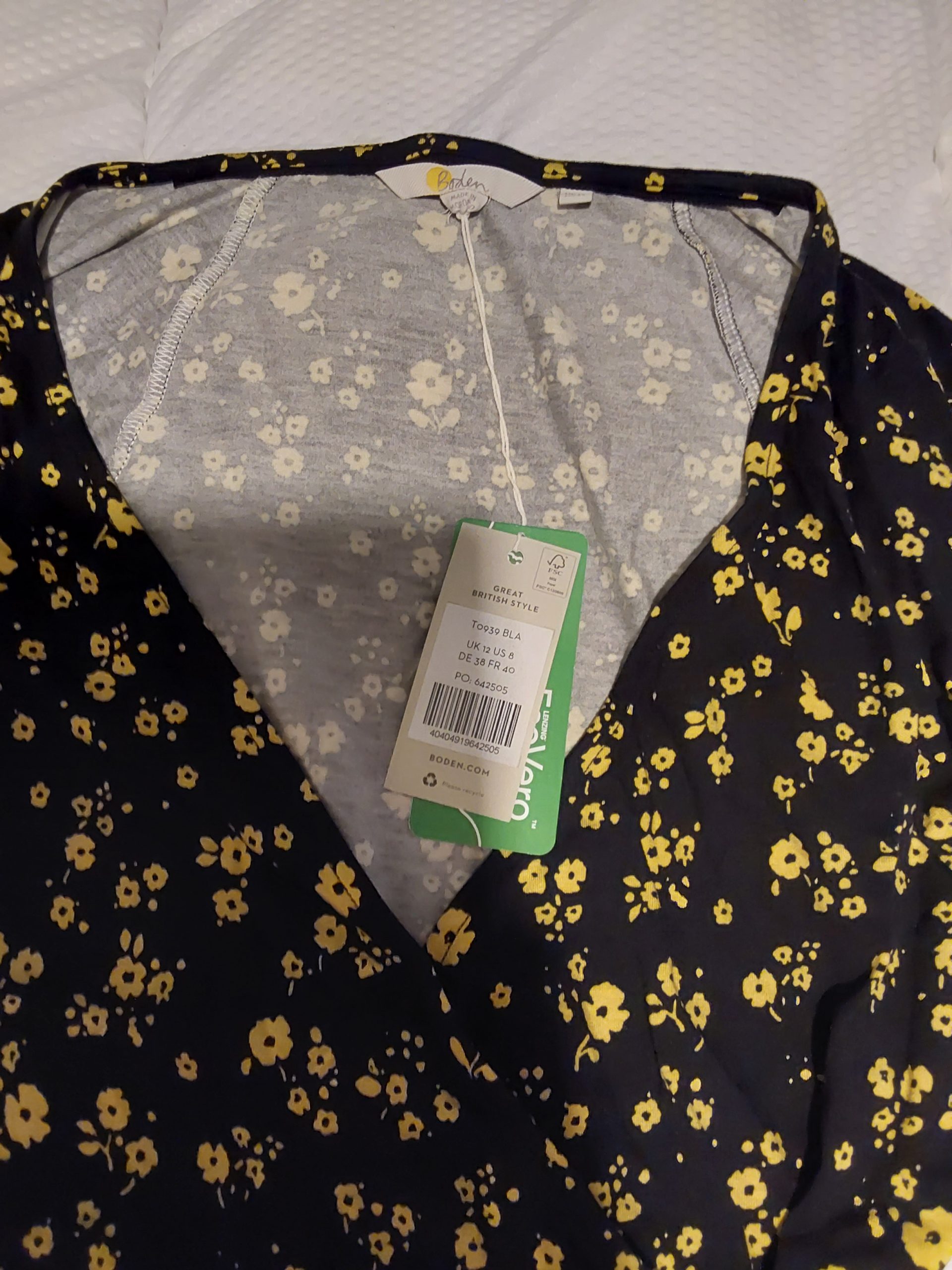 Boden Black & Yellow Floral Print Dress UK Womans Ladies Size 12 BNWT image 2