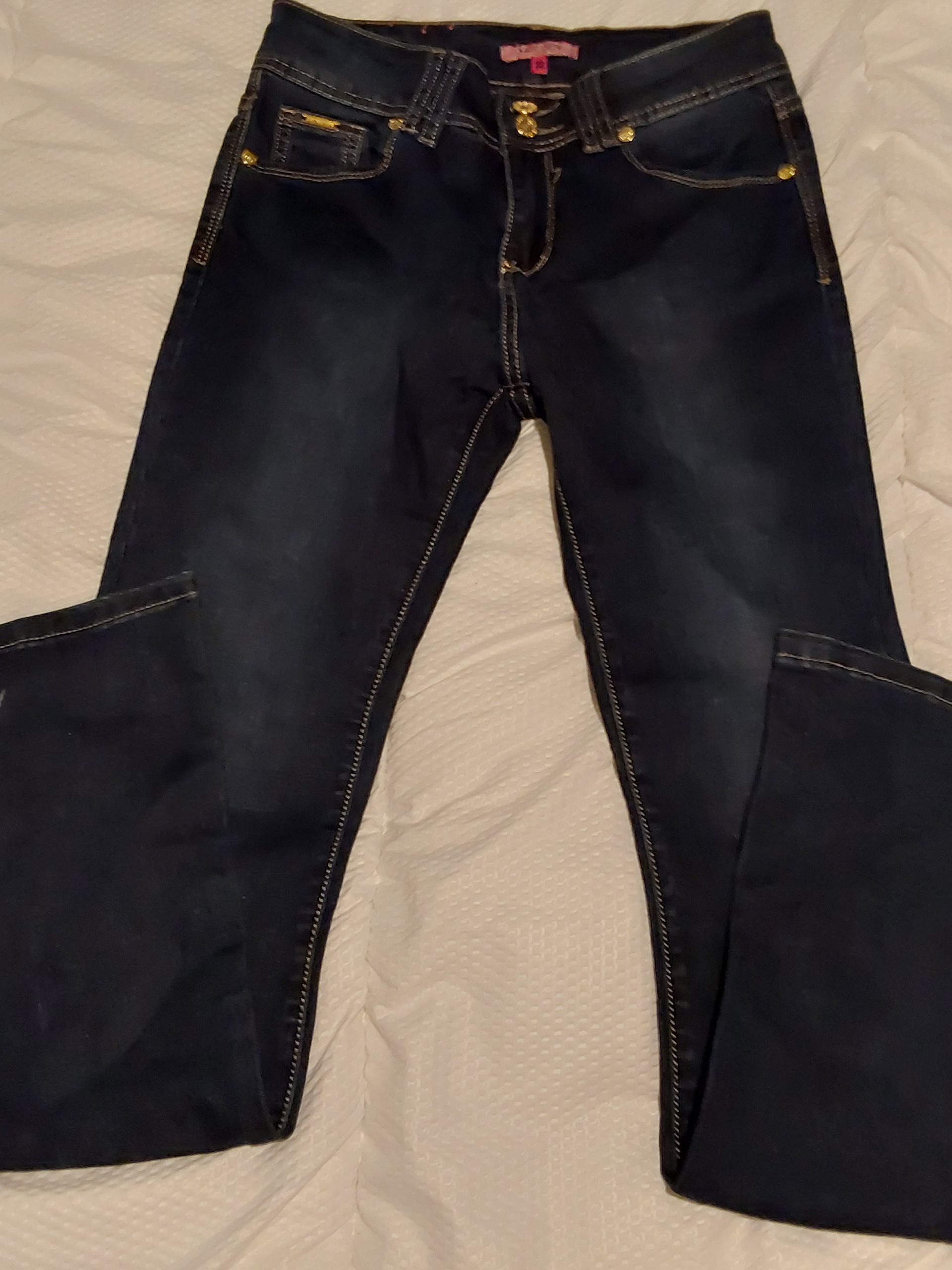 Kate & Pippa Womens Dark Blue Denim Jeans 38 Double Button Closure Zip Up
