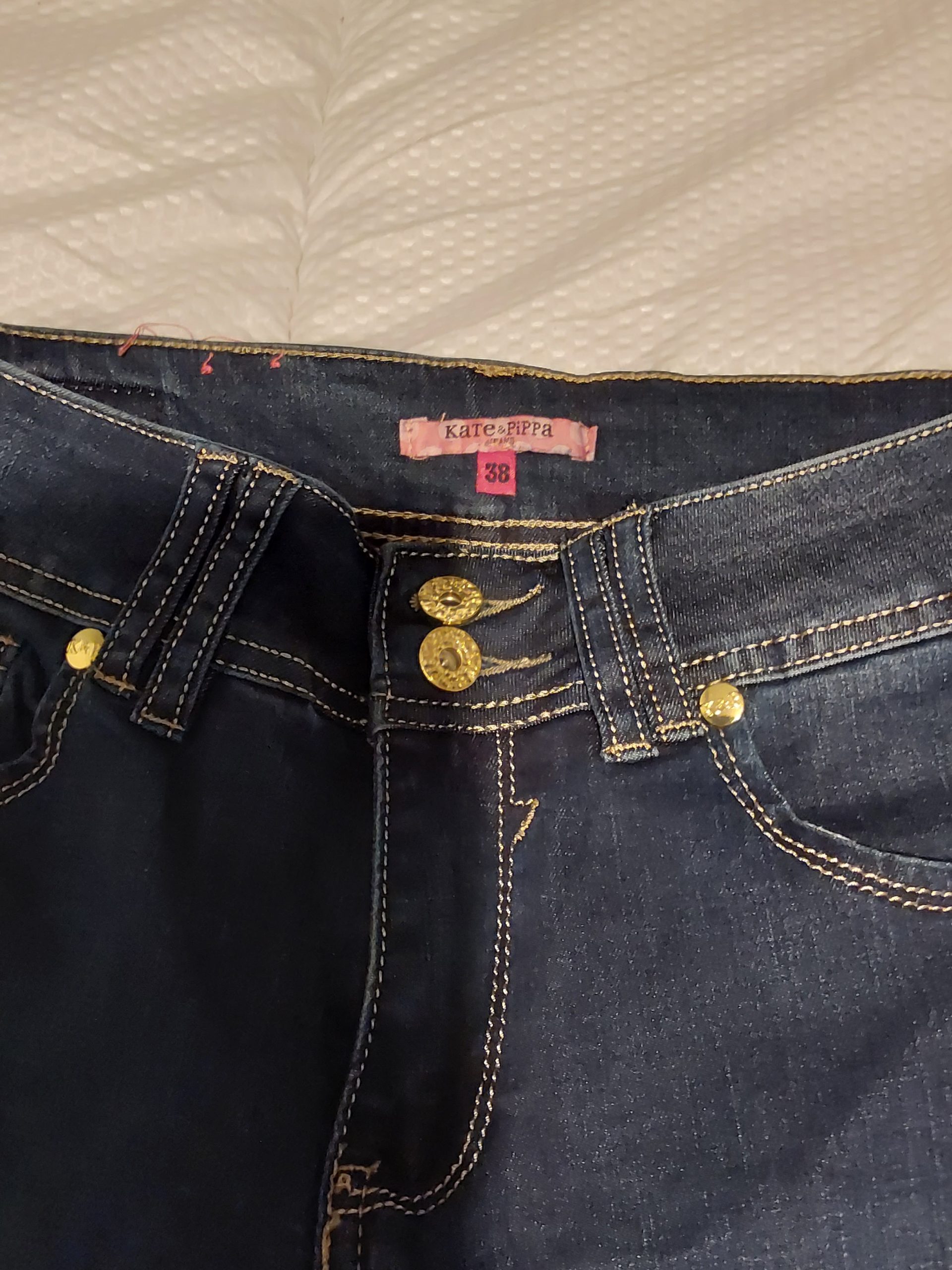 Kate & Pippa Womens Dark Blue Denim Jeans 38 Double Button Closure Zip Up image 2