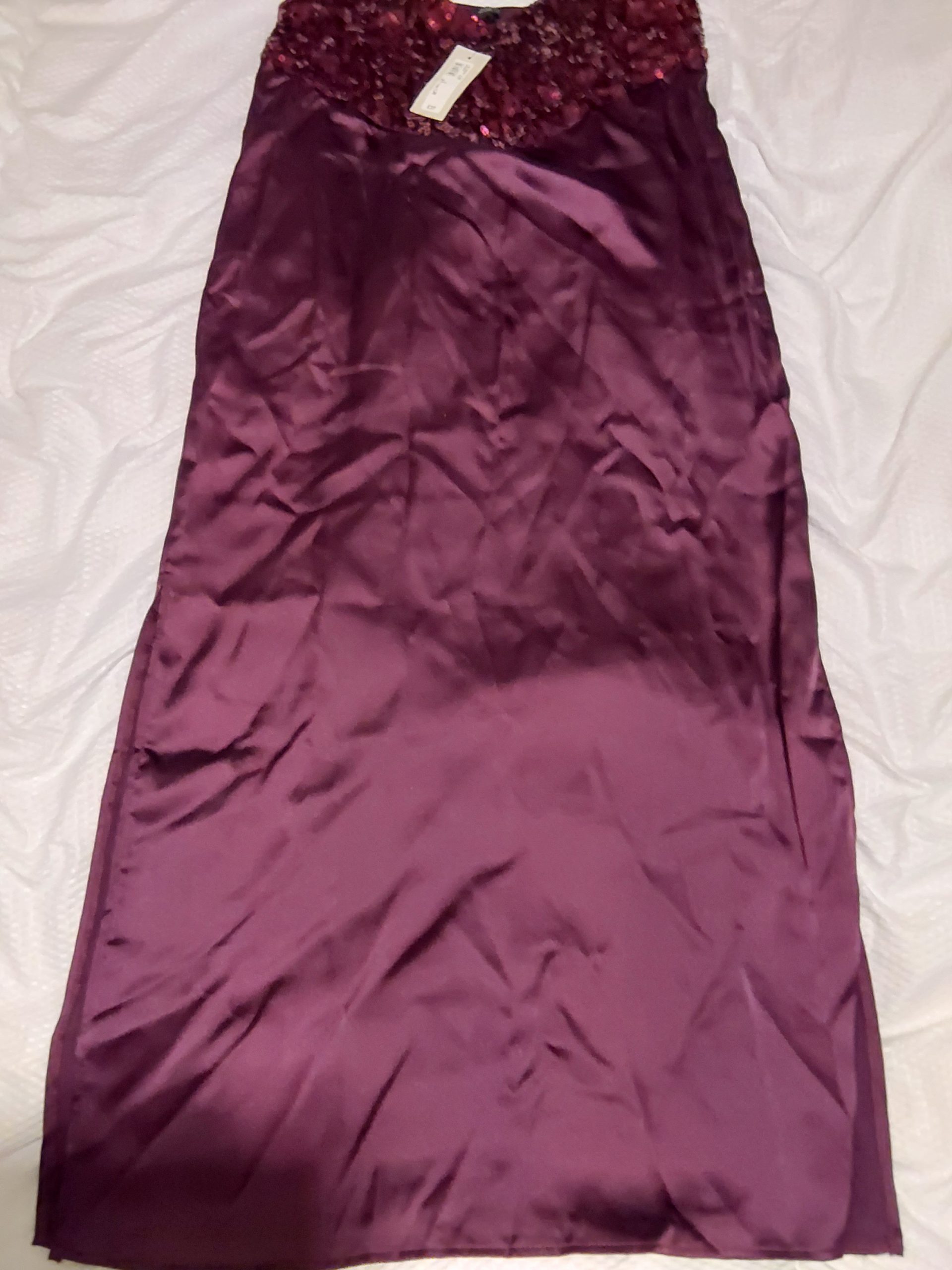 River Island Burgundy Sequin Detail Slip Dress UK Size 8 Party Cocktail Womens
