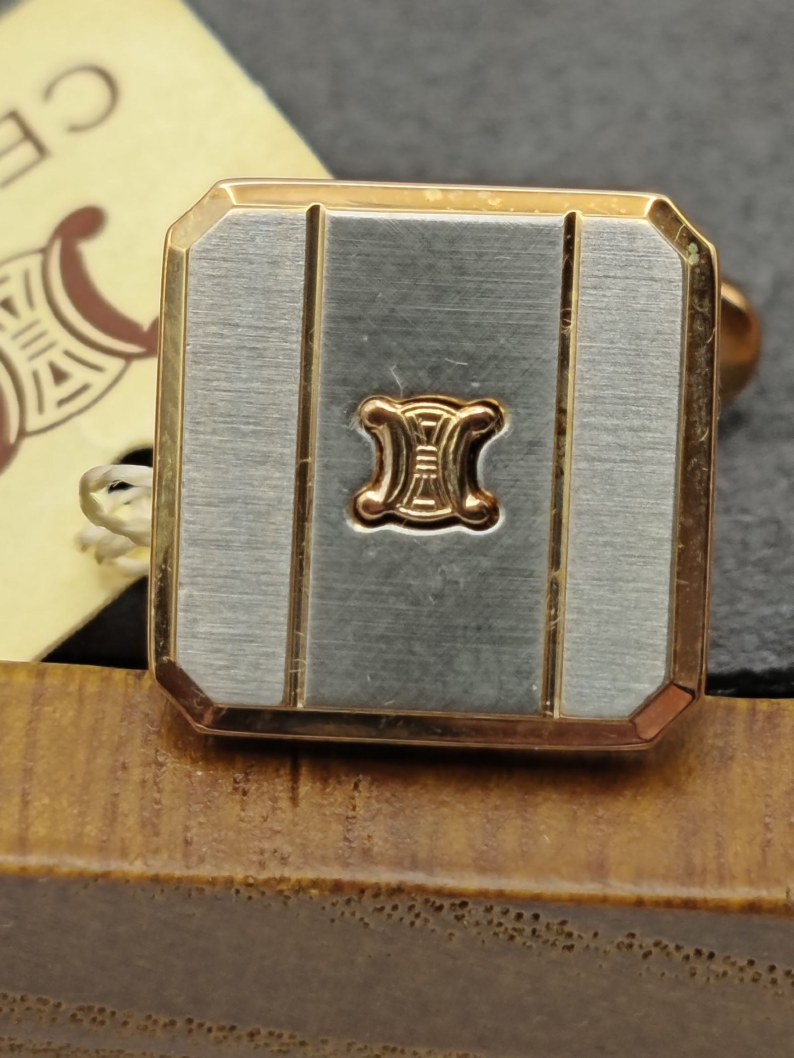 Celine Gold & Silver Tone Tie Clip & Cufflinks Set image 5