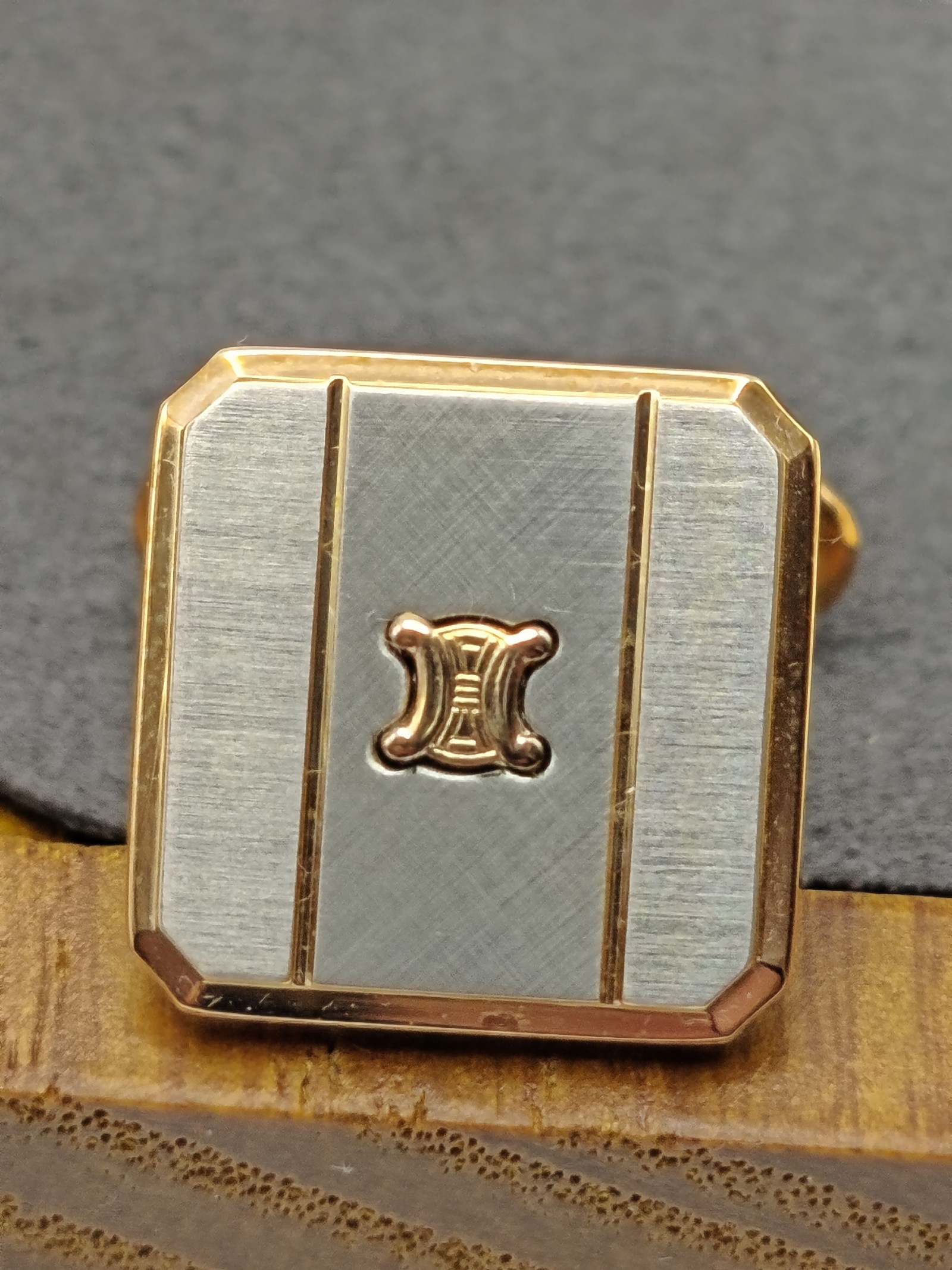 Celine Gold & Silver Tone Tie Clip & Cufflinks Set image 6