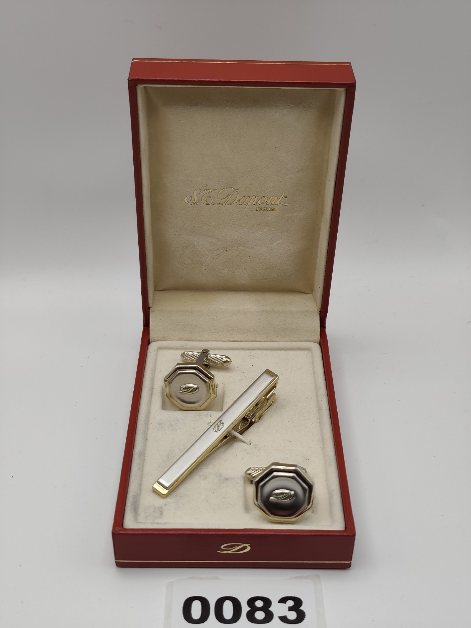 S.T. Dupont Gold & Silver Octagonal Cufflinks & Tie Clip Set Other image 2