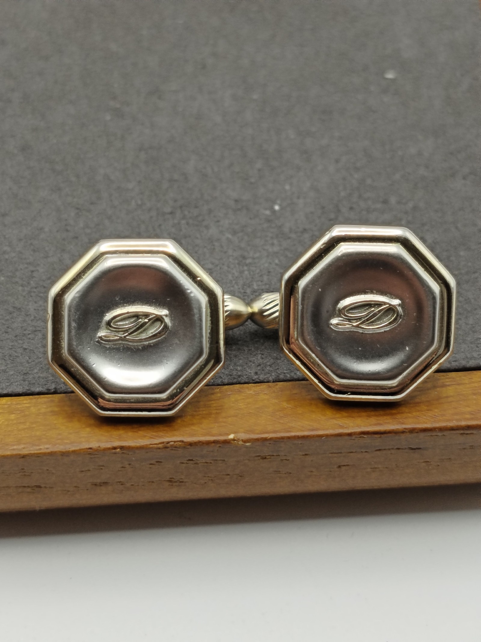 S.T. Dupont Gold & Silver Octagonal Cufflinks & Tie Clip Set Other image 4