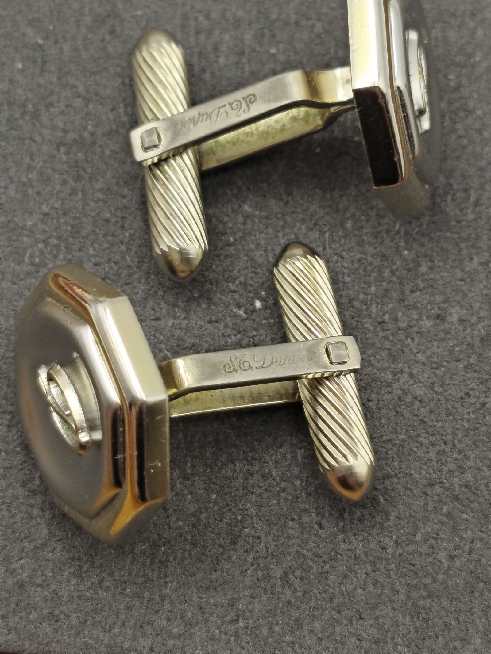 S.T. Dupont Gold & Silver Octagonal Cufflinks & Tie Clip Set Other image 7