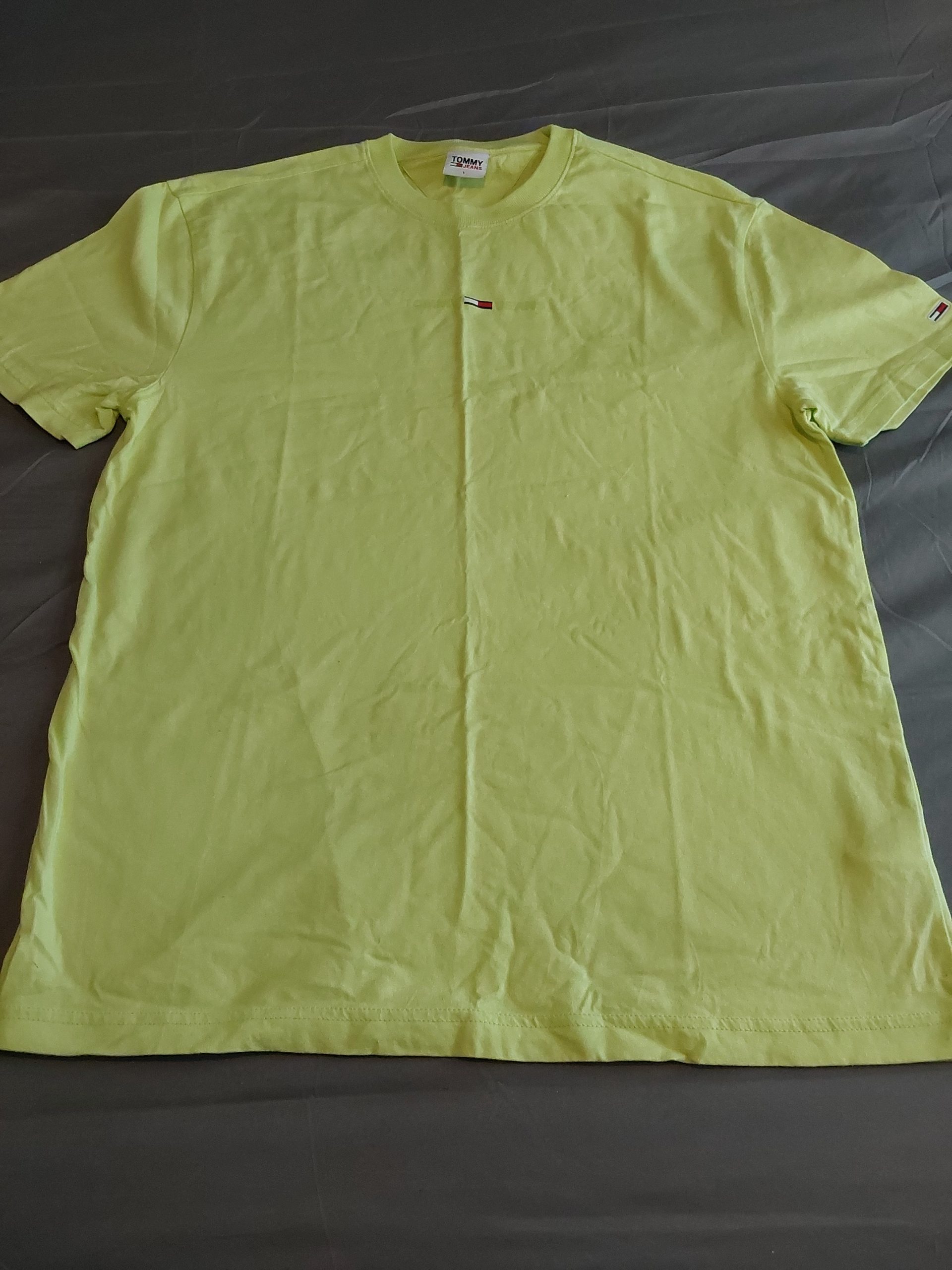 Tommy Jeans Yellow Logo T-Shirt Large Classic Fit Mens Large Summer