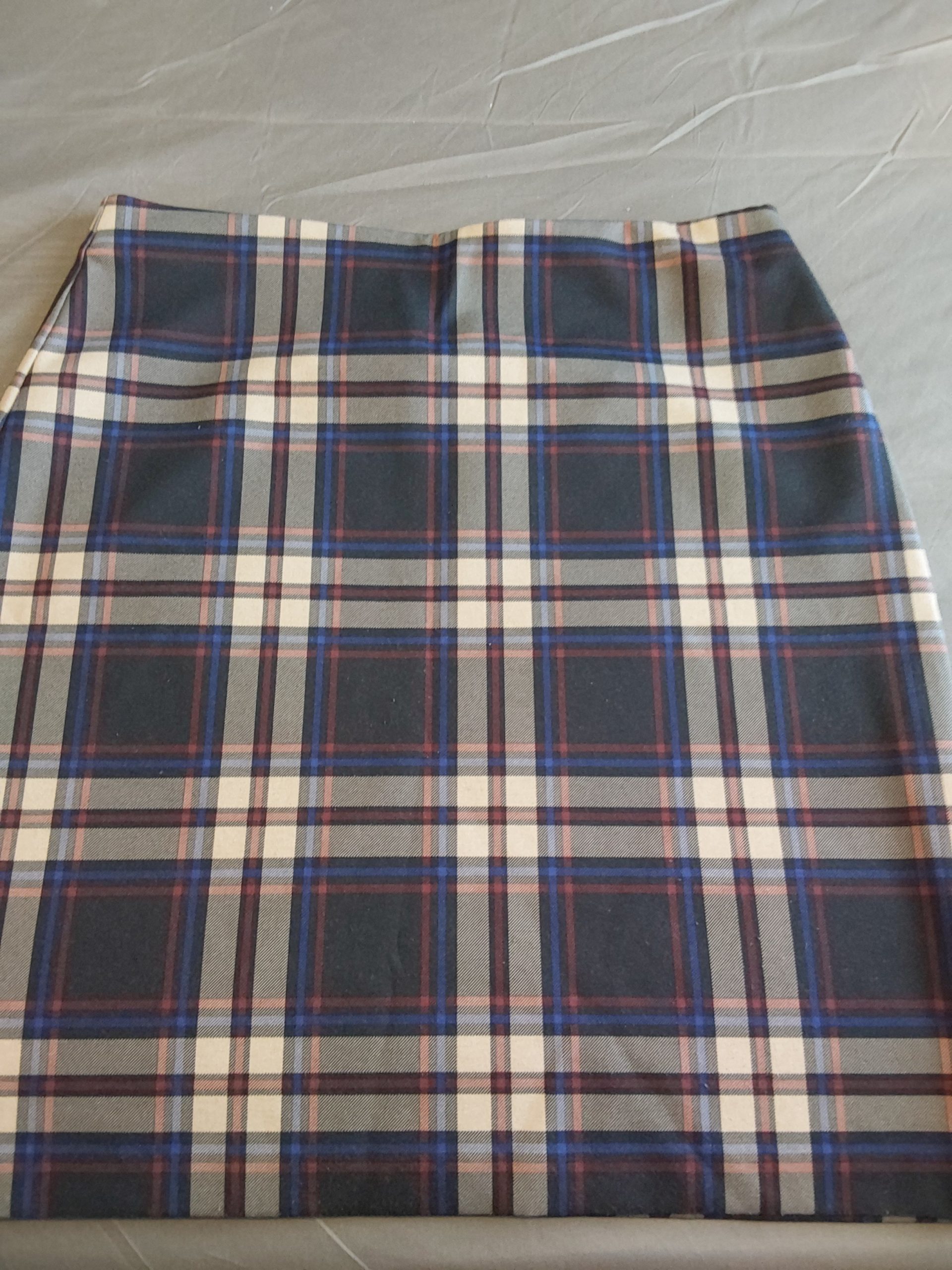Marks & Spencers Collection Blue & Navy Tartan Pencil Skirt UK 12 Ladies Womans