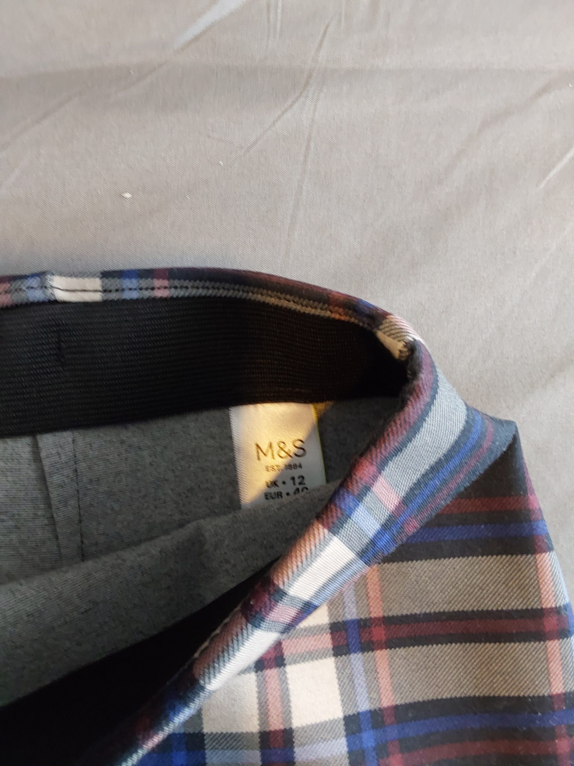 Marks & Spencers Collection Blue & Navy Tartan Pencil Skirt UK 12 Ladies Womans image 3