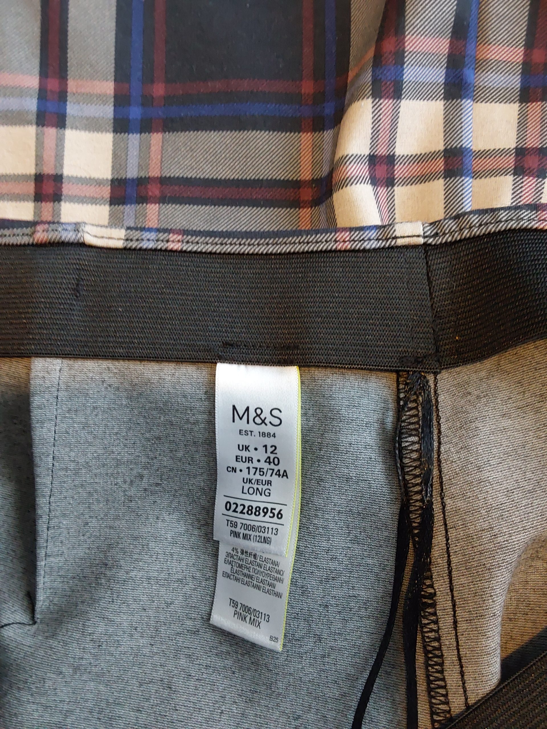 Marks & Spencers Collection Blue & Navy Tartan Pencil Skirt UK 12 Ladies Womans image 5