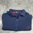 Fred Perry Navy & Red Half Zip Polo Shirt Small Contrast Collar
