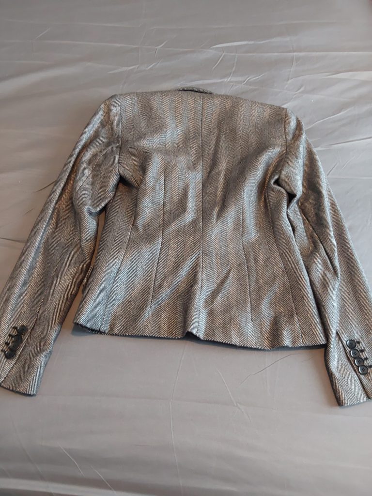 Mango Grey Herringbone Blazer Ladies UK SIze 6 Tailored Fit Womans