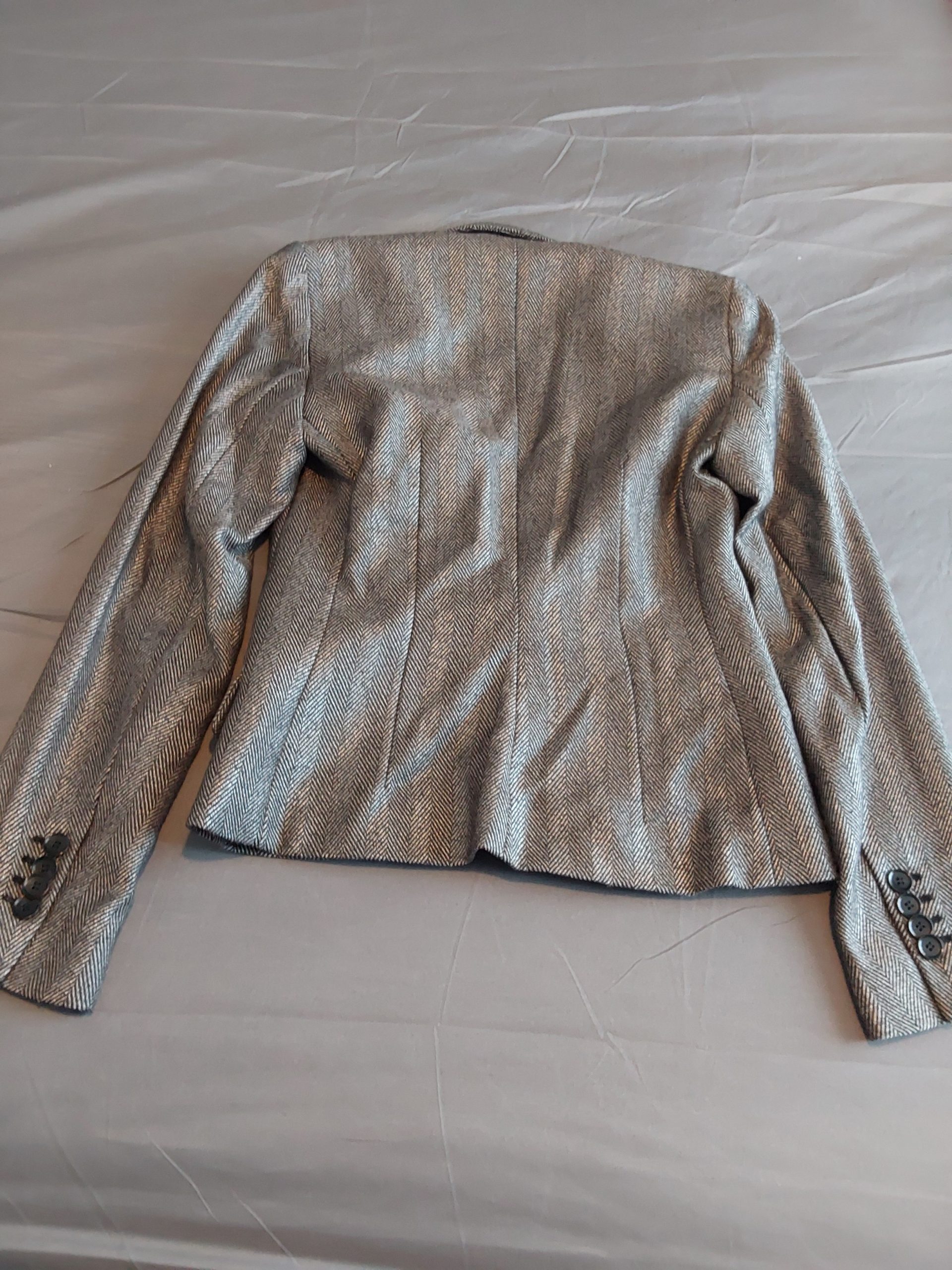 Mango Grey Herringbone Blazer Ladies UK SIze 6 Tailored Fit Womans