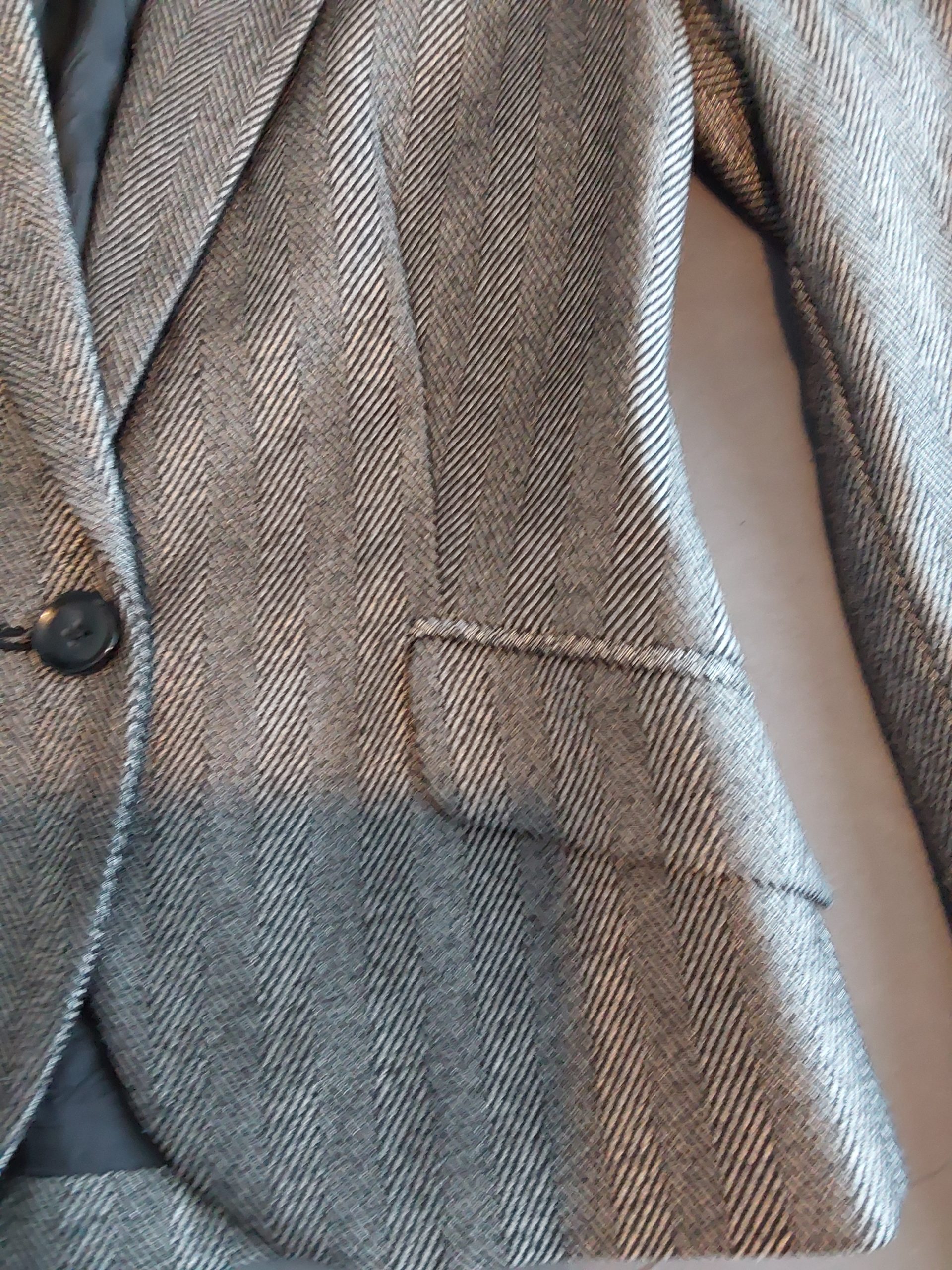 Mango Grey Herringbone Blazer Ladies UK SIze 6 Tailored Fit Womans image 4