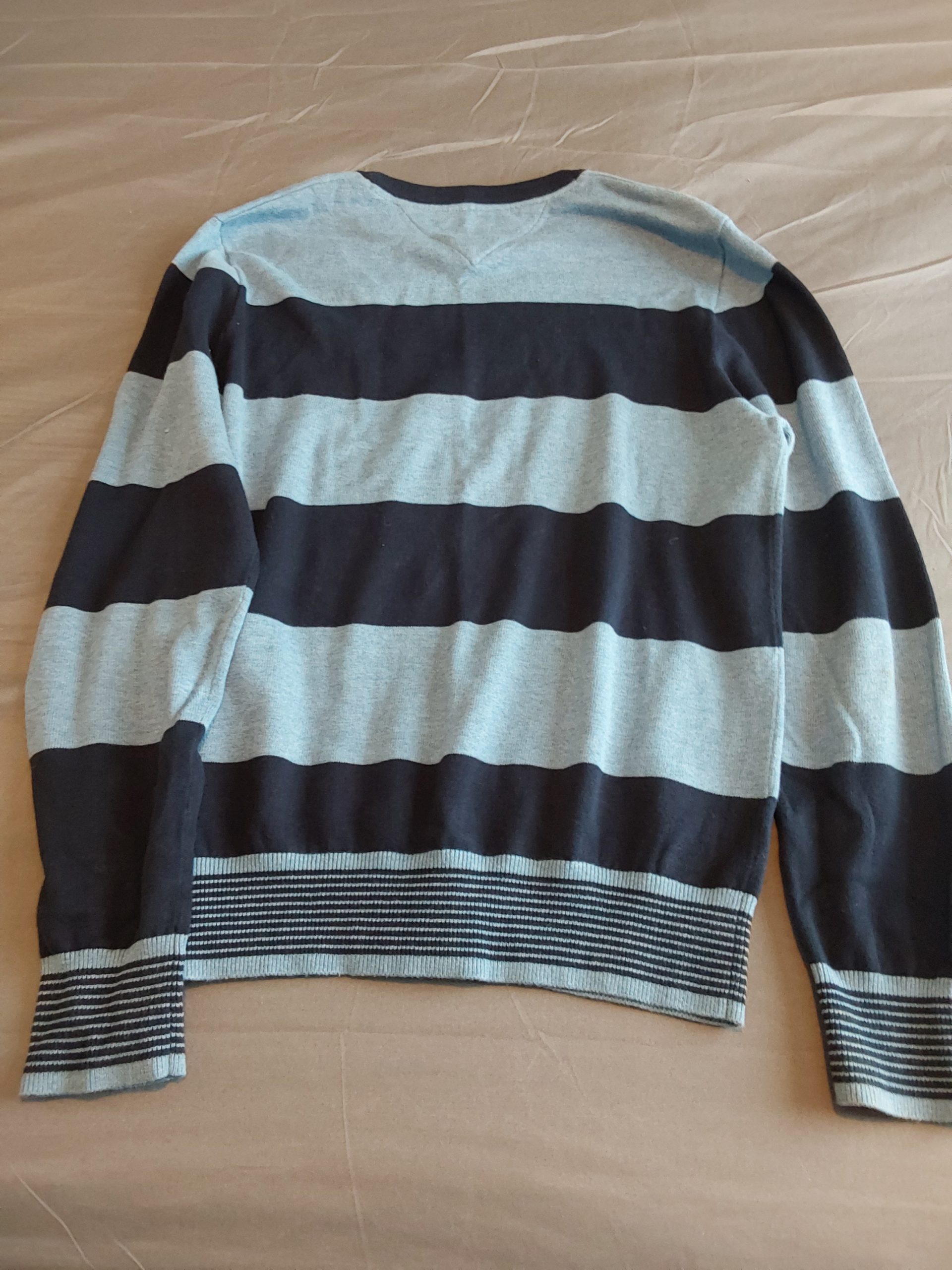 Tommy Hilfiger Black & Grey Striped Cotton Sweater XS Mens Extra Small image 4