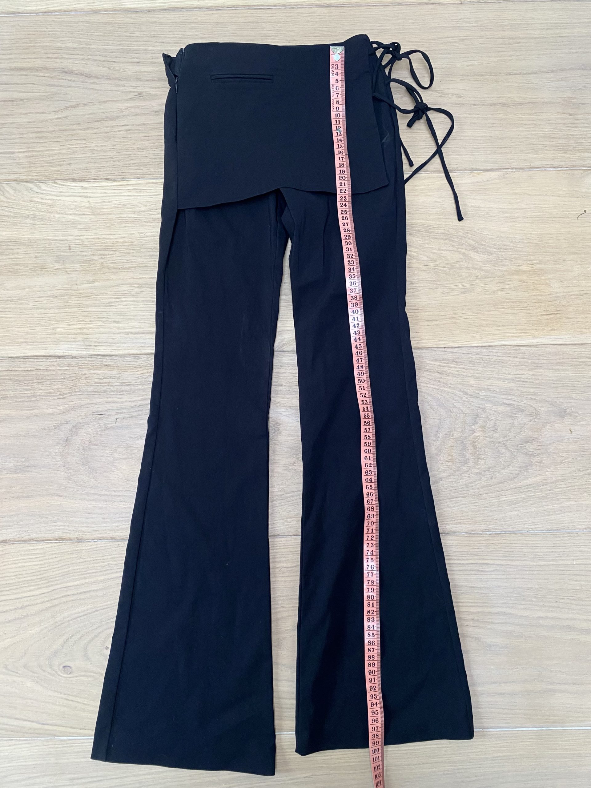 Y2K Black Flare Leg Wraparound Skirt Trousers size S image 4