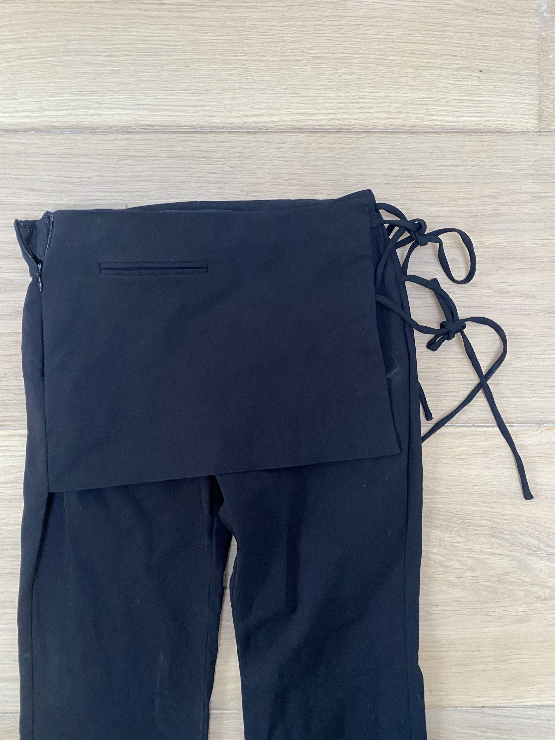Y2K Black Flare Leg Wraparound Skirt Trousers size S image 5
