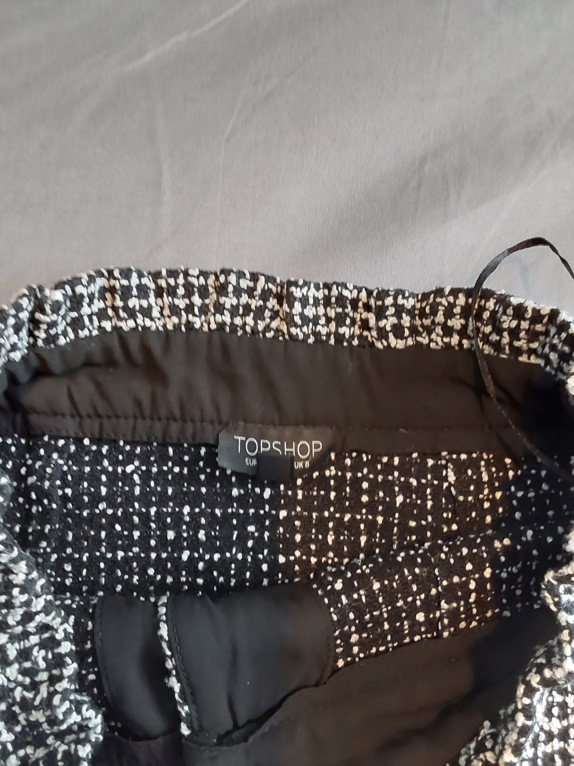 Topshop Black & White Button Front Tweed Skirt UK 8 Womans Ladies image 3
