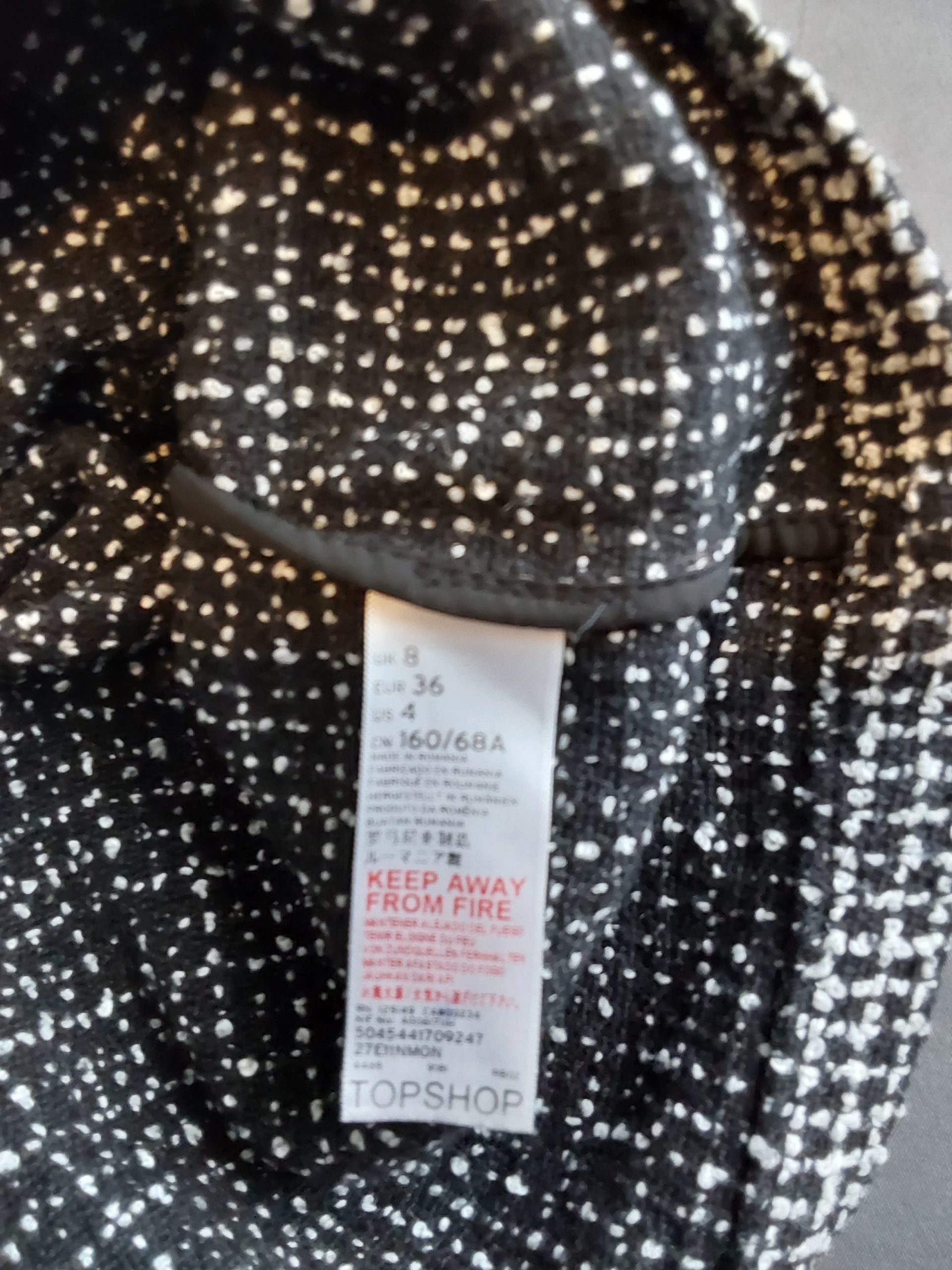 Topshop Black & White Button Front Tweed Skirt UK 8 Womans Ladies image 4