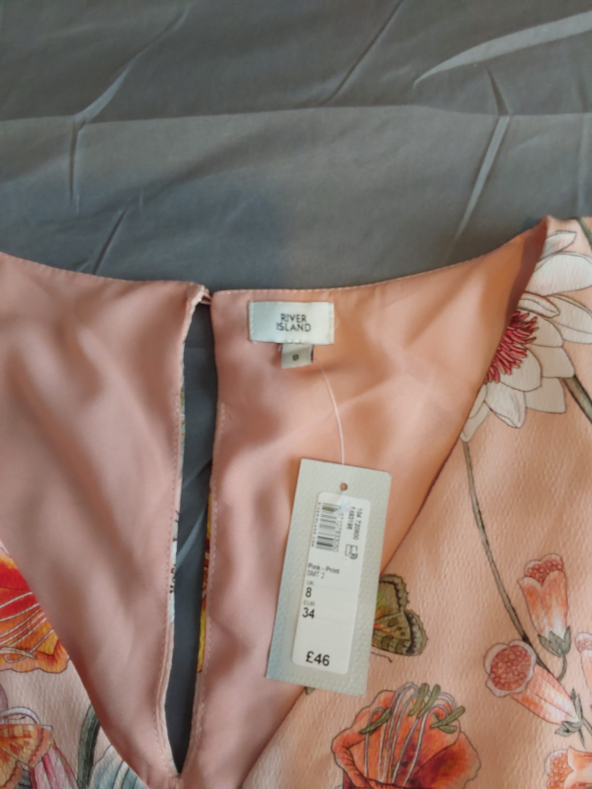 River Island Pink Floral Dress Size 8 Elegant Summer Dress Party £46 RRP BNWT image 3