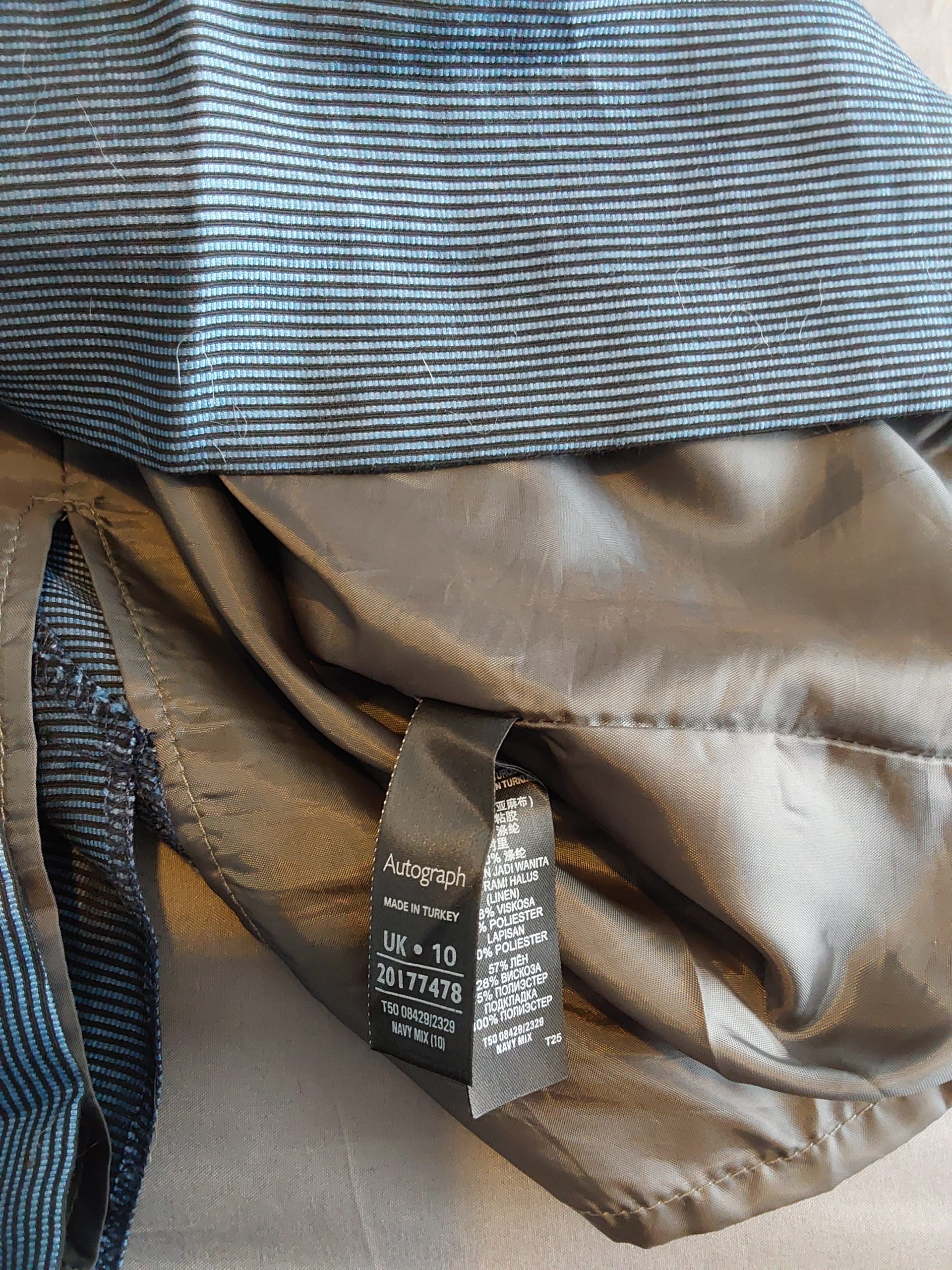 Autograph Marks & Spencers Blue Brown & Beige Striped Sleeveless Dress UK 10 Y2K image 3