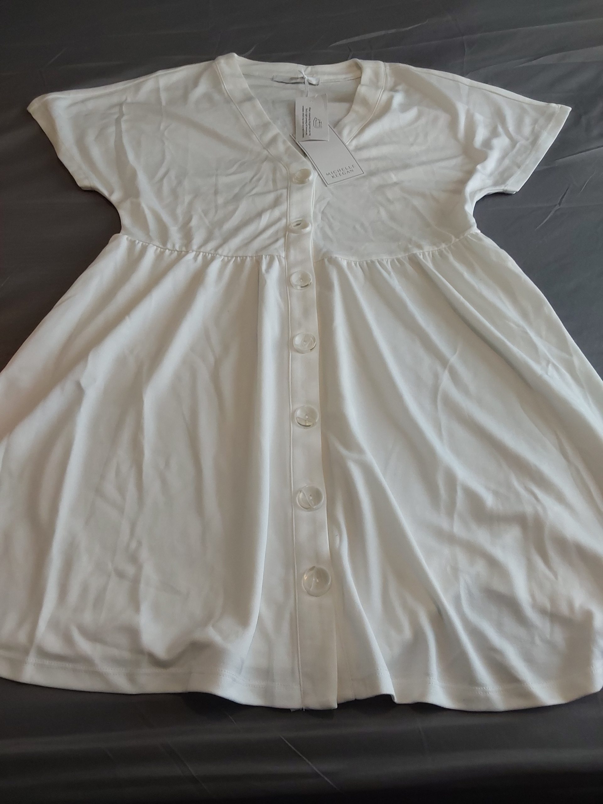 Michelle Keegan White Dress UK 8 Button Front Summer Ladies Womans image 2