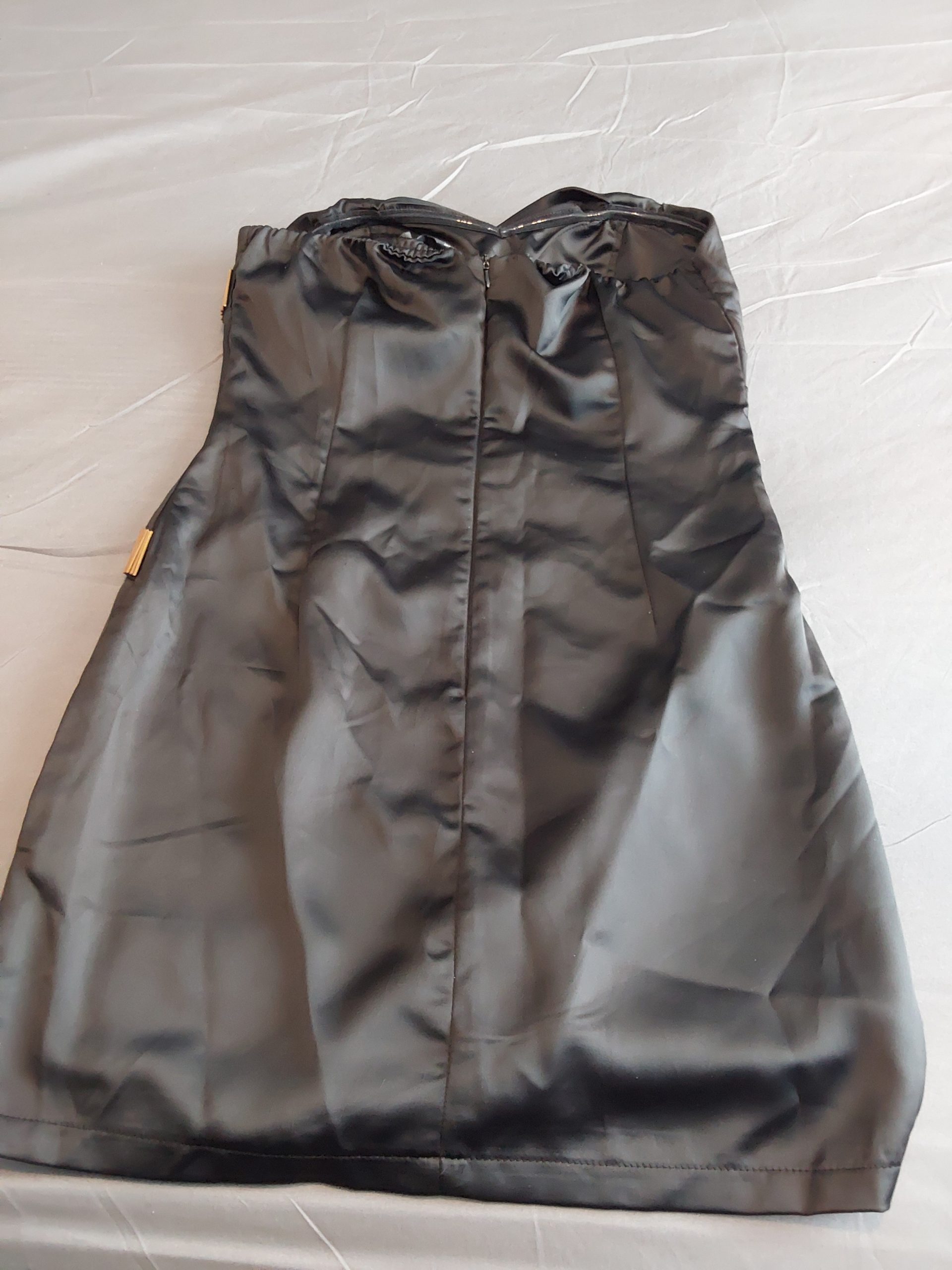 AX Paris Black & Gold Satin Dress S Beaded Neckline Ladies Cocktail Party image 5